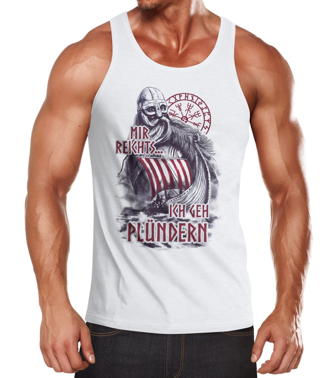 Tanktop Herren Tanktop Mir reichts ich geh plündern Wikinger Spruch lustig