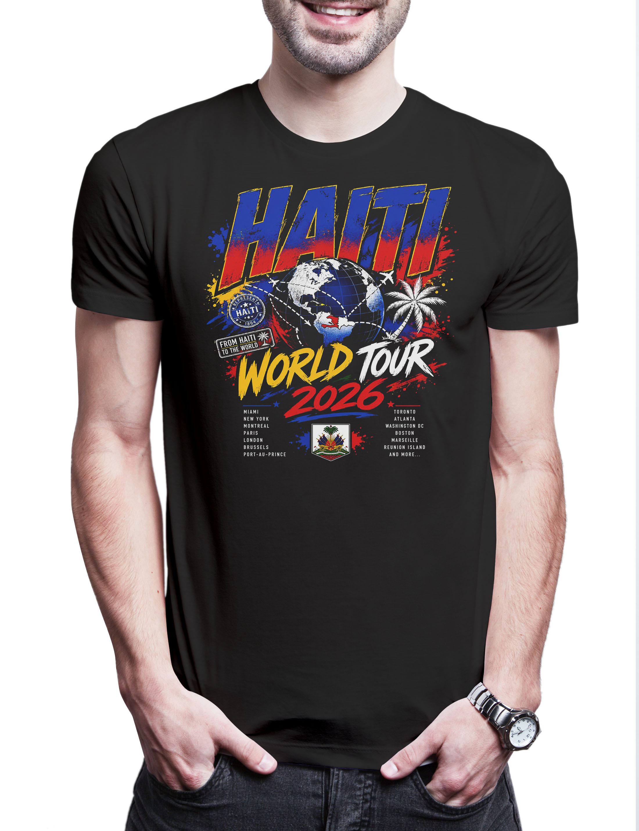 Urban Backwoods Print-Shirt Team Haiti 1 Herren T-Shirt Grenadiers Ayiti Bicolore Fußball WM (1-tlg) Soccer Football Turnier 2026