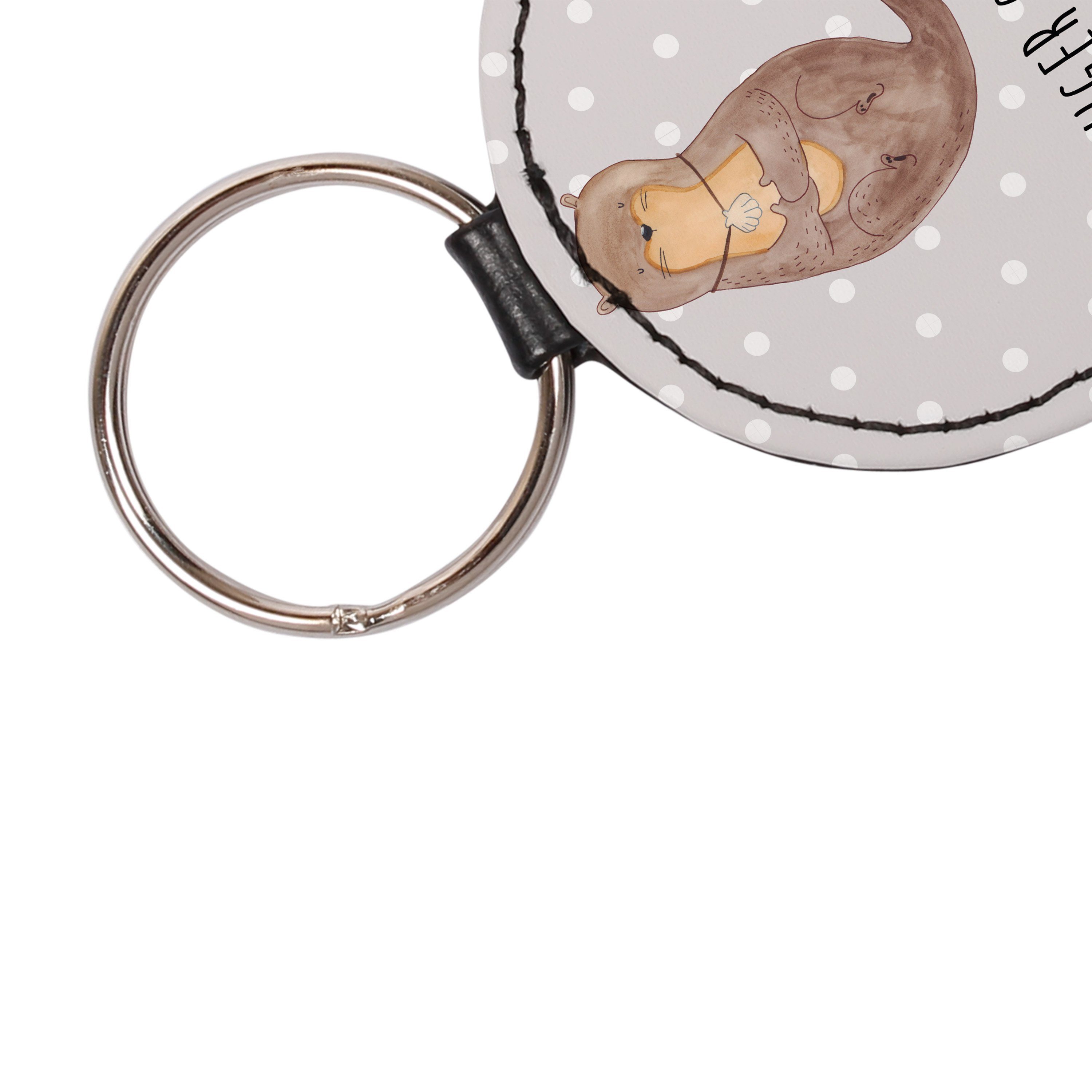 - Schlüsselanhänger (1-tlg) Muschelmedaillon Mr. Grau Tag Pastell Panda Otter - & Mrs. Fischotter, mit Geschenk,
