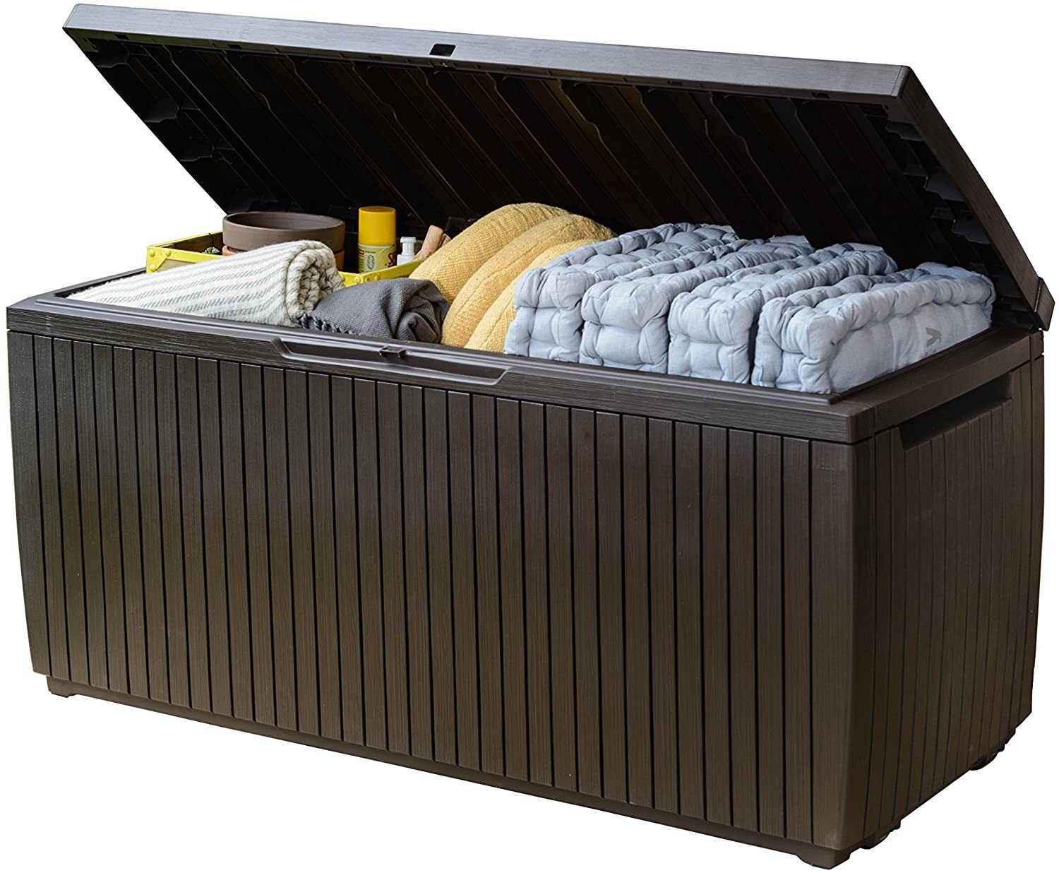 Keter Kissenbox Springwood Aufbewahrungsbox, Sitztruhe, Braun, 305L, witter günstig online kaufen