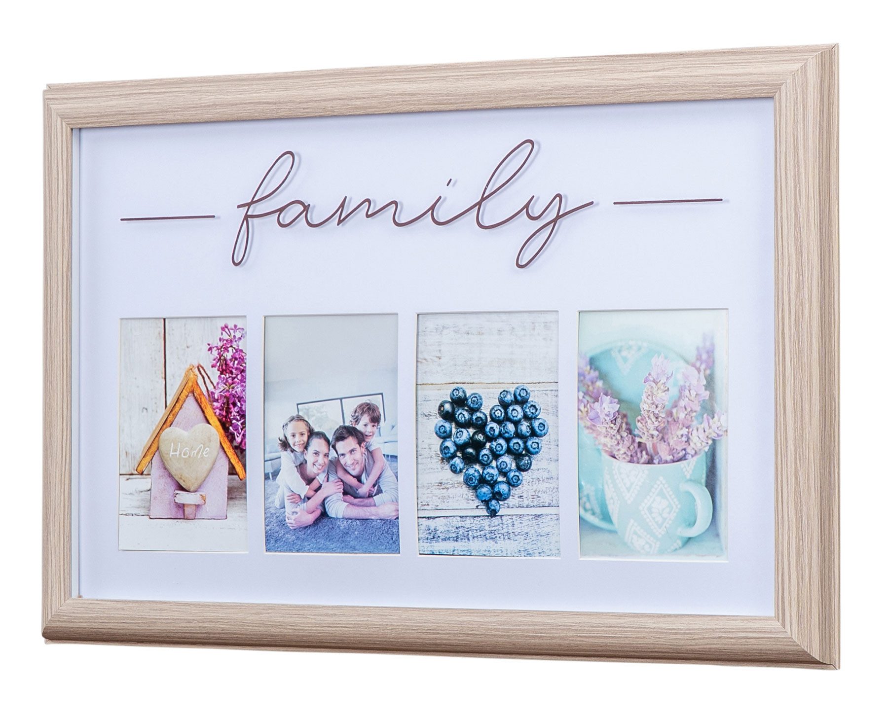 Levandeo® Bilderrahmen Collage, Bilderrahmen 4 Fotos 10x15 Natur Family Pas günstig online kaufen