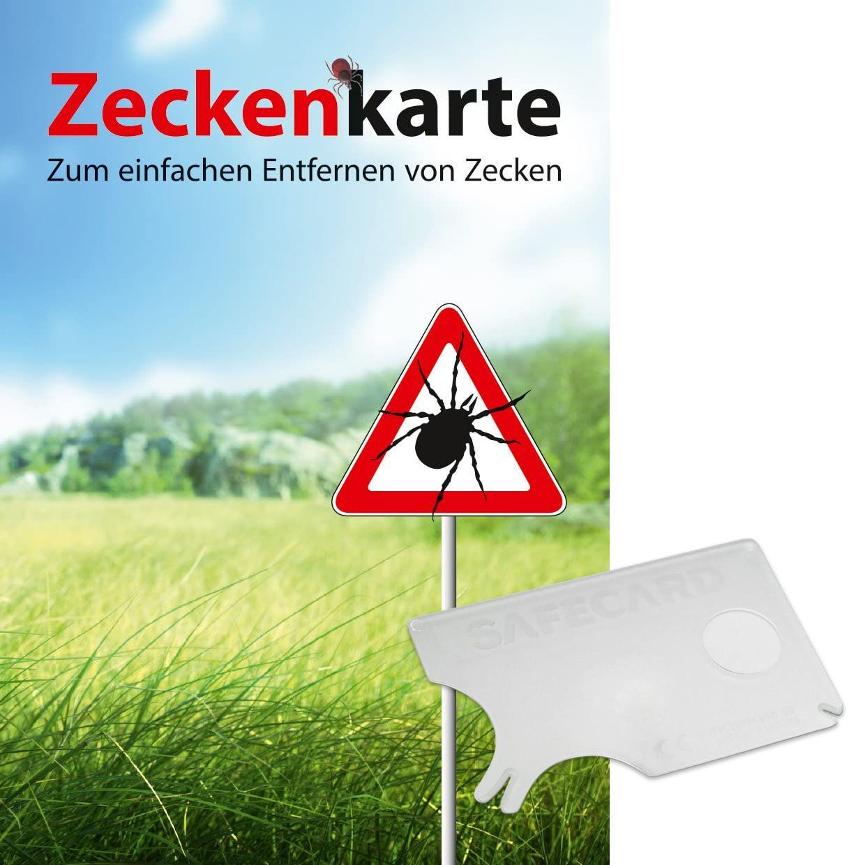 RNK Verlag Zeckenpinzette RNK Zeckenkarte "Safecard" mit Lupe, 85 x 54 mm