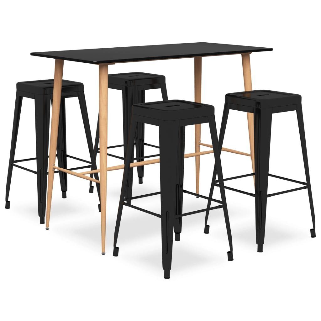 vidaXL Essgruppe 5-tlg. Bar-Set Schwarz, (5-tlg)