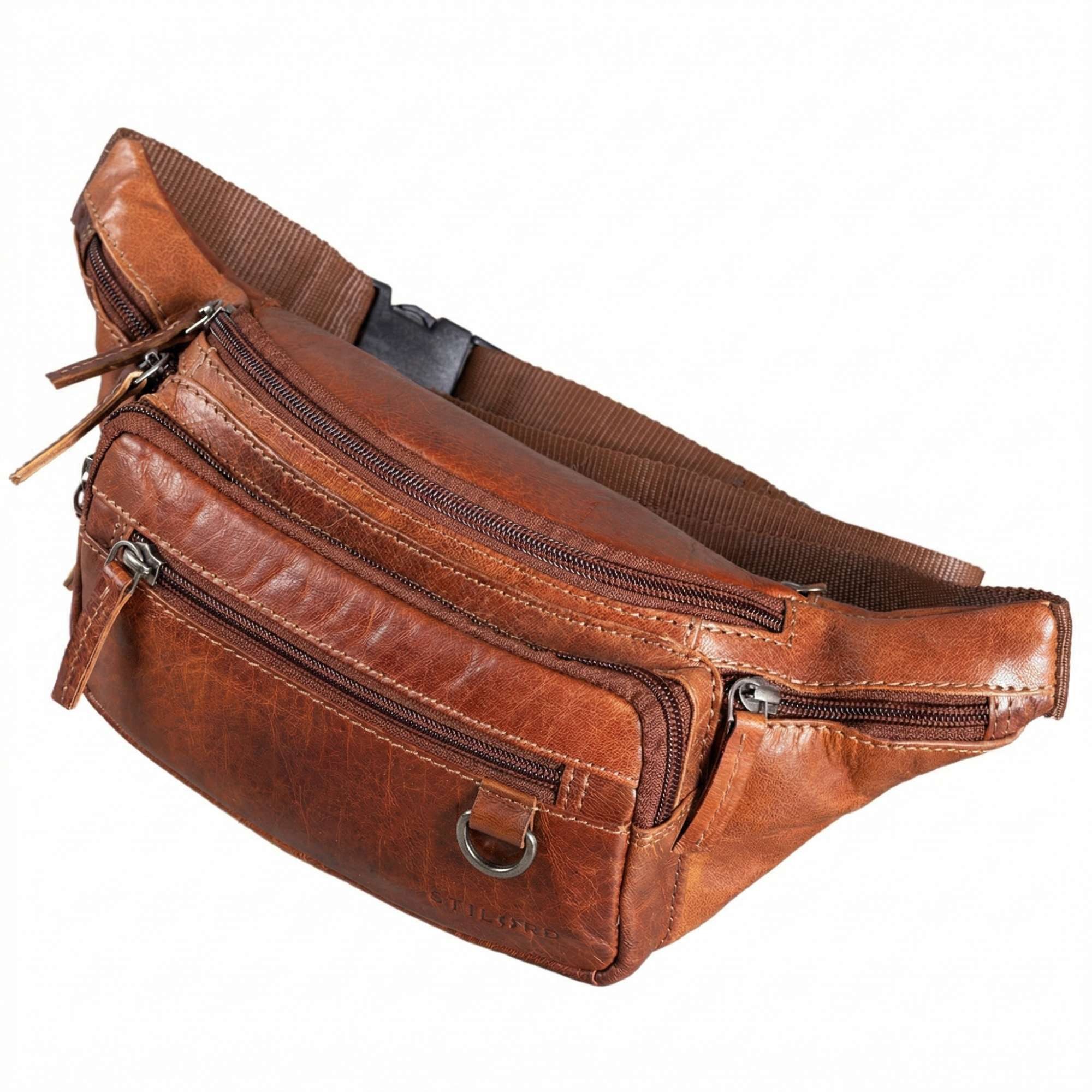 STILORD Bauchtasche "Robin" Premium Bauchtasche Herren Leder mit 6 Reißverschlussfächern