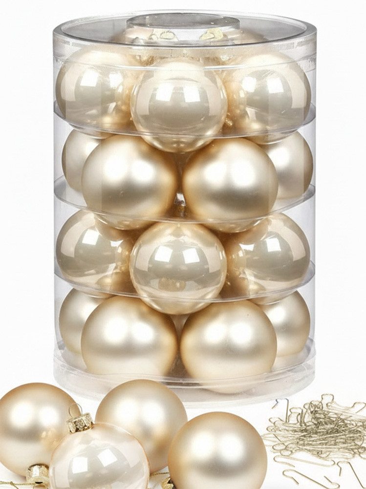 MAGIC by Inge Weihnachtsbaumkugel Weihnachtskugeln Champagne 20 Stk 6cm + Haken