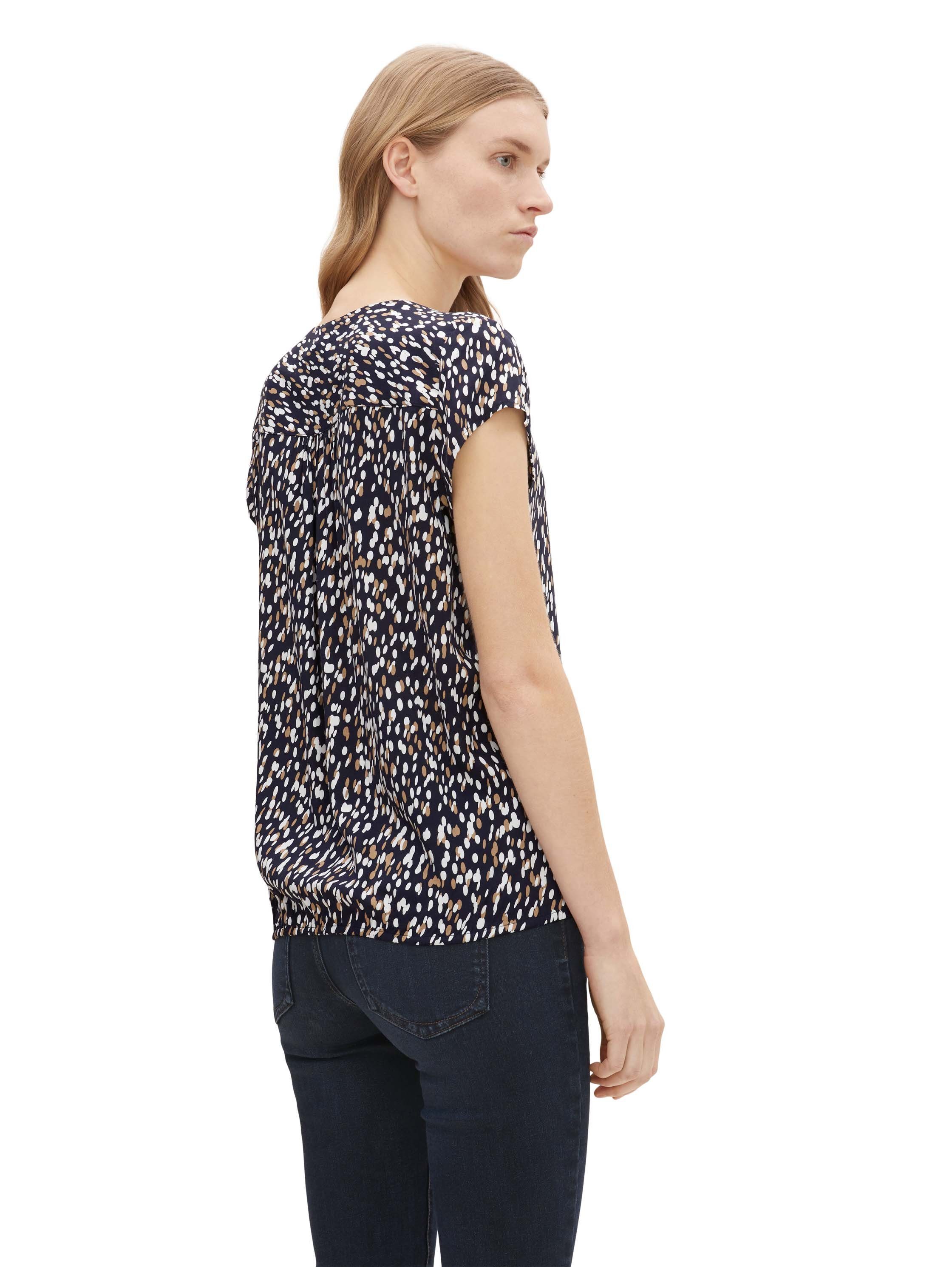 TOM TAILOR Kurzarmbluse Gemusterte Bluse mit LENZING(TM) ECOVERO(TM)