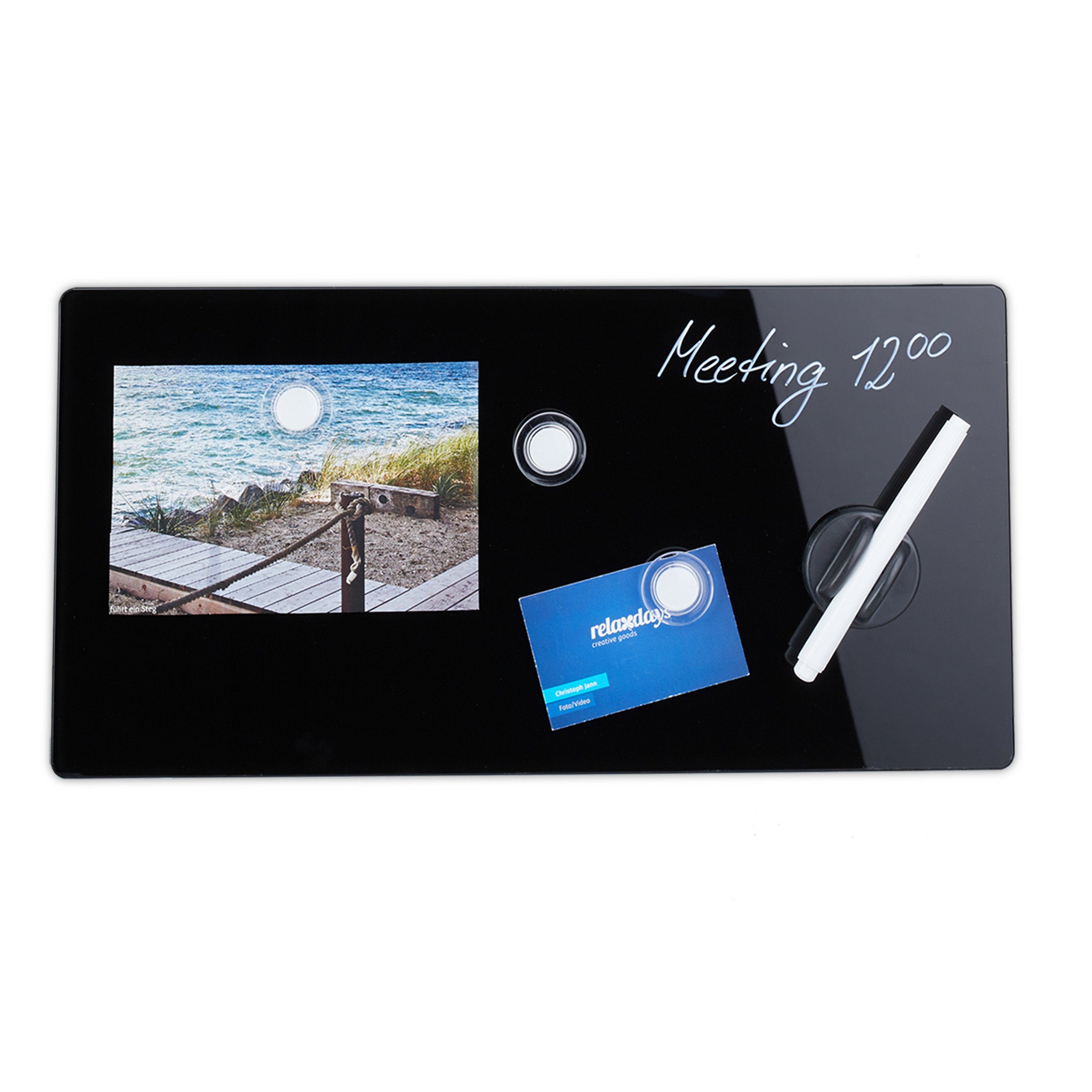 relaxdays Magnettafel Schwarze Magnettafel aus Glas, 20 x 40 cm günstig online kaufen