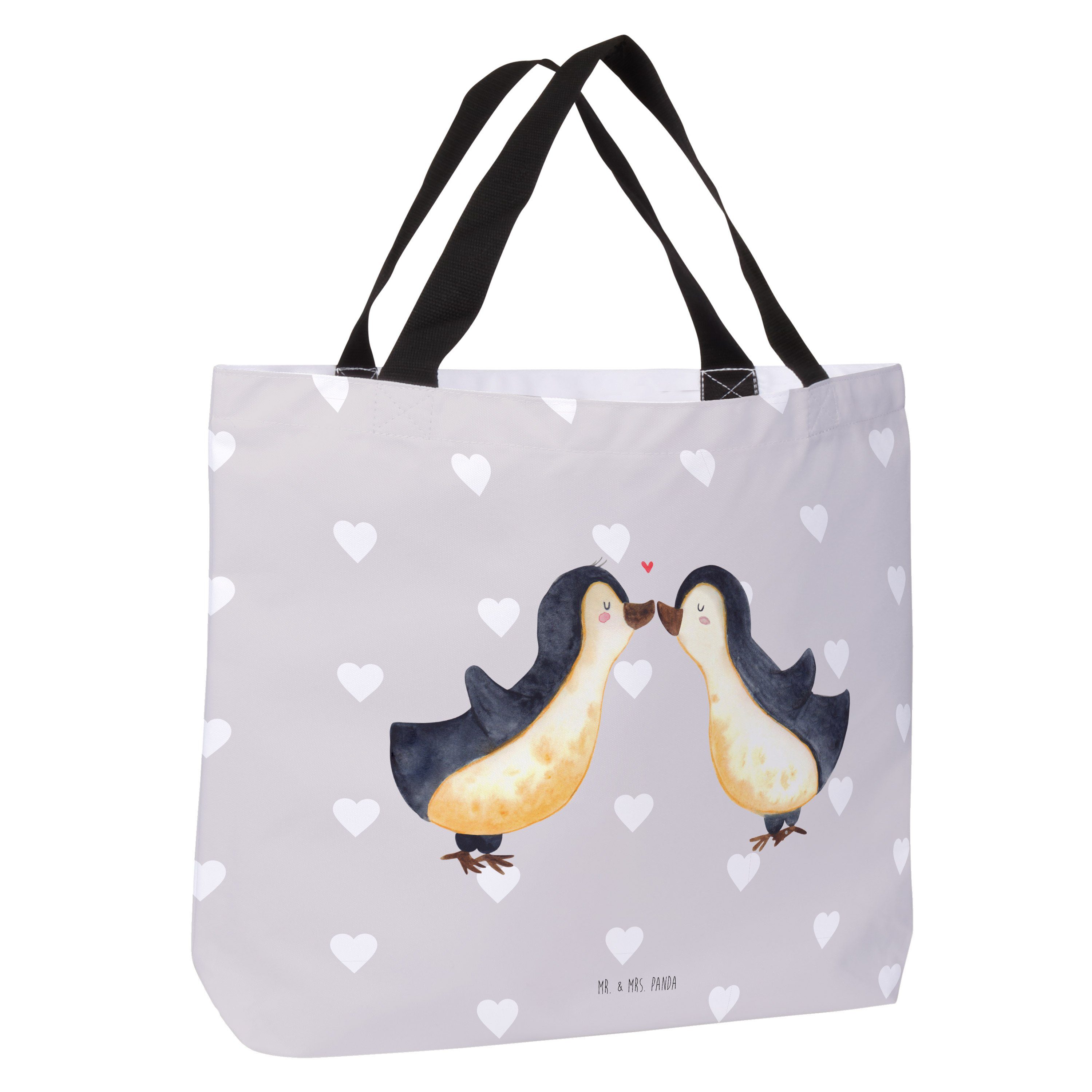 - (1-tlg) Pastell Mr. - Alltagstasche, Pinguin & Geschenk, Grau Shopper Panda Mrs. Schultasche, Liebe