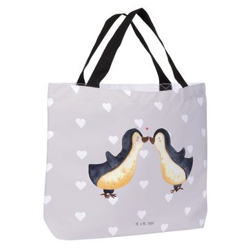 Mr. & Mrs. Panda Shopper Pinguin Liebe - Grau Pastell - Geschenk, Alltagstasche, Schultasche, (1-tlg), Vielseitig nutzbar