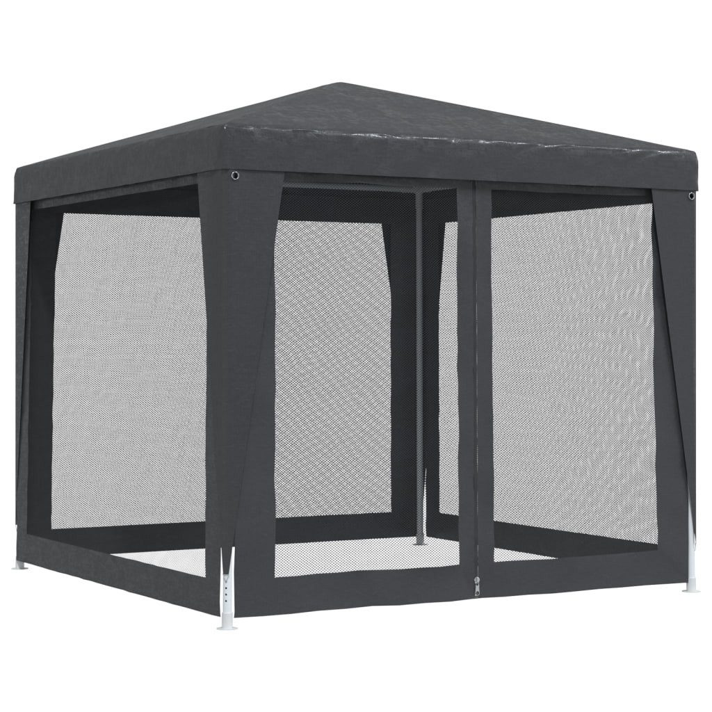 furnicato Partyzelt 250x250x245 cm Anthrazit mit wasserfestem HDPE-Dach, UV-beständiger Pavillon mit Mesh-Wänden und Reißverschluss-Zugang – Bild 4 von 5