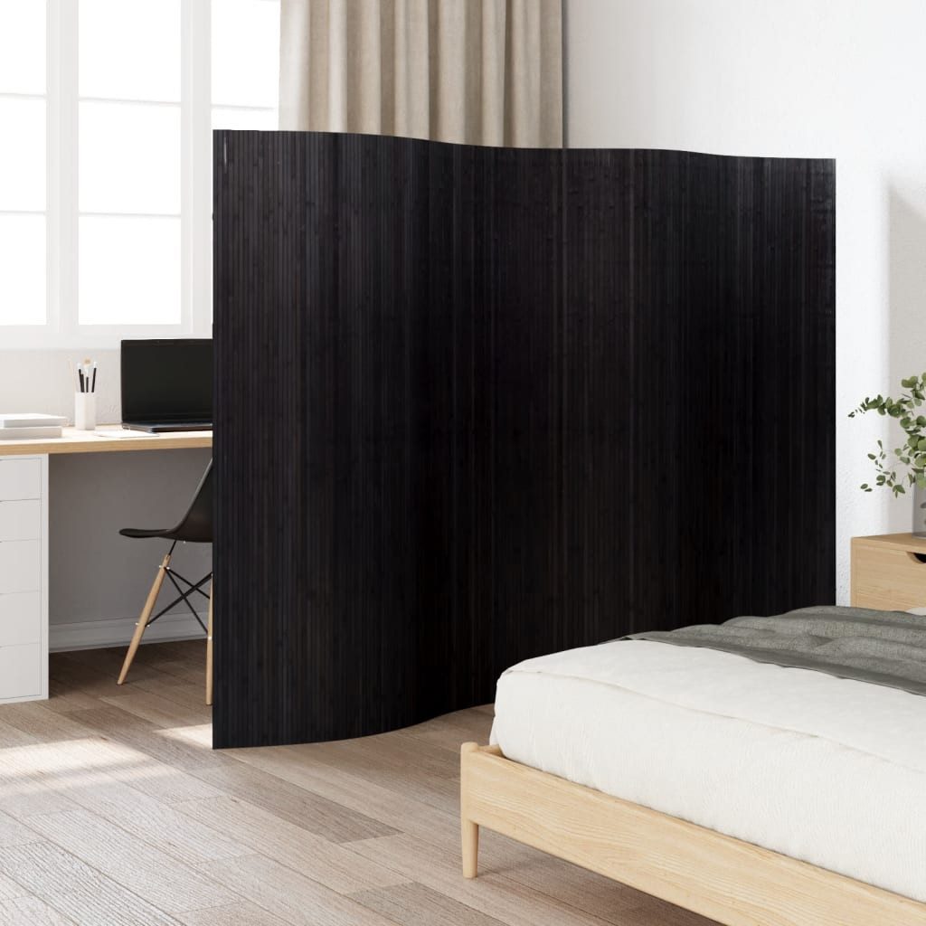 furnicato Raumteiler Bambus-Paravent 250 x 165 cm Schwarz, 1-tlg., Aufrollbarer Raumtrenner als Sichtschutz für dein Schlafzimmer