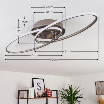 hofstein Deckenleuchte »Arce« runde Deckenlampe aus Metall/Kunststoff in Nickel-matt/weiß, 3000 Kelvin, 3700 Lumen, dimmbar über herkömmlichen Lichtschalter