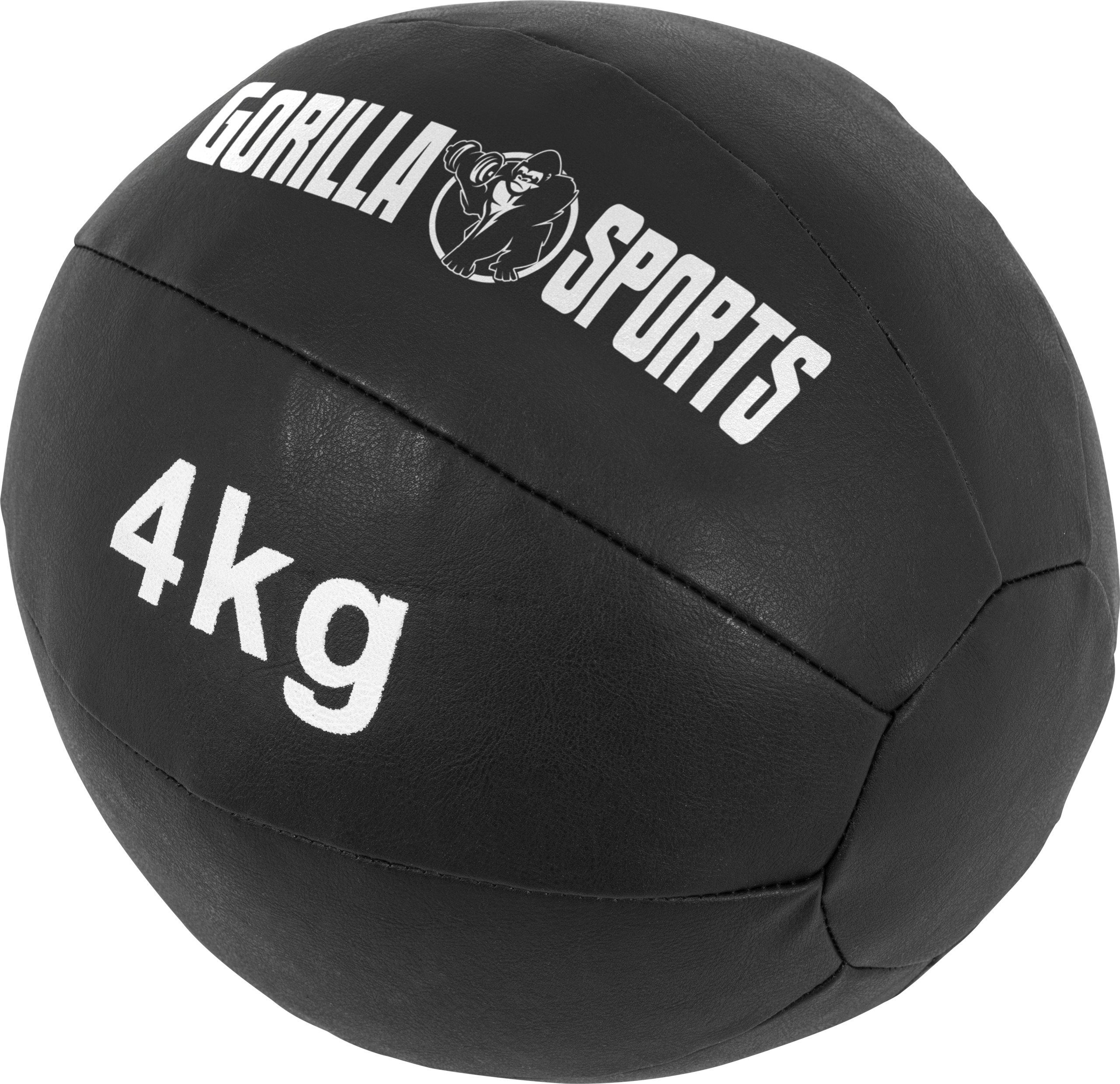 Trainingsball, Medizinball 4 GORILLA kg Leder, Fitnessball, Gewichtsball aus 29cm, Einzeln/Set, SPORTS