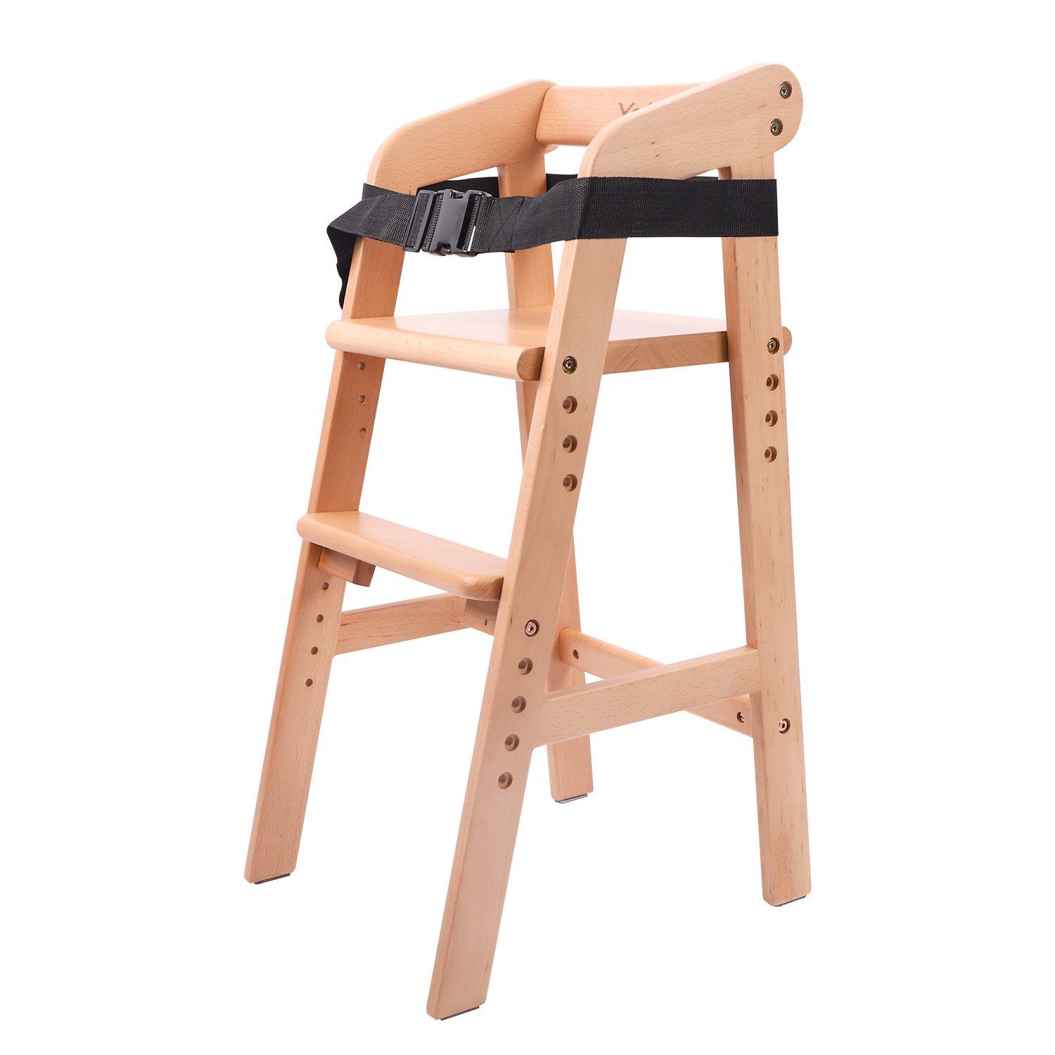 YOLEO Hochstuhl Hochstuhl Mitwachsender Holz Stuhl für kinder 2 - 12 Jahren Natur