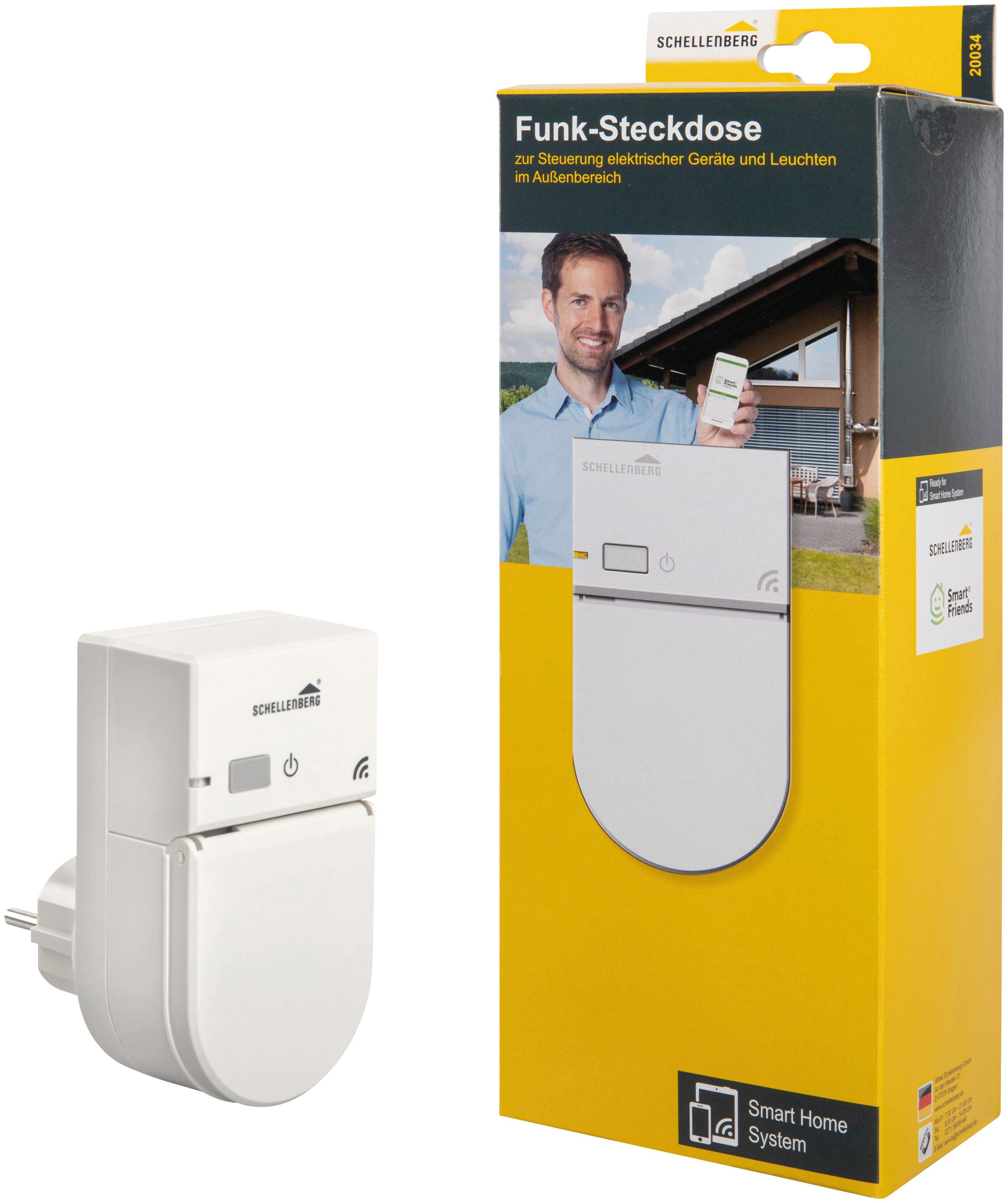 SCHELLENBERG Funksteckdose für den Innenbereich, max. 2100 W, 1-St., Smart Home fähig, zur Steuerung von elektrischen Geräten, weiß