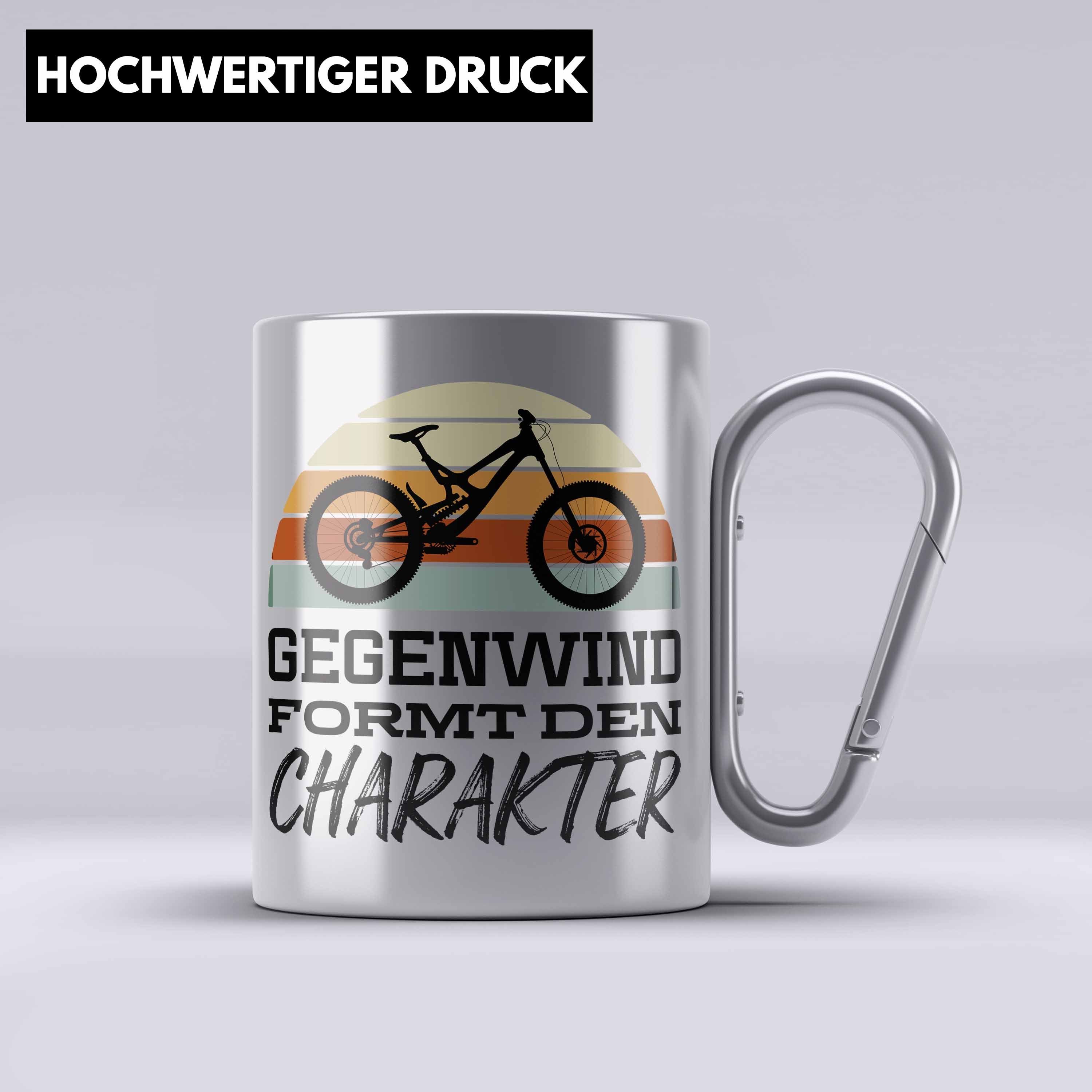 Geschenk Trendation Fahrrad Radfahrer Edelstahl Silber Rennrad Geschenkideen Thermotasse Bike Tasse