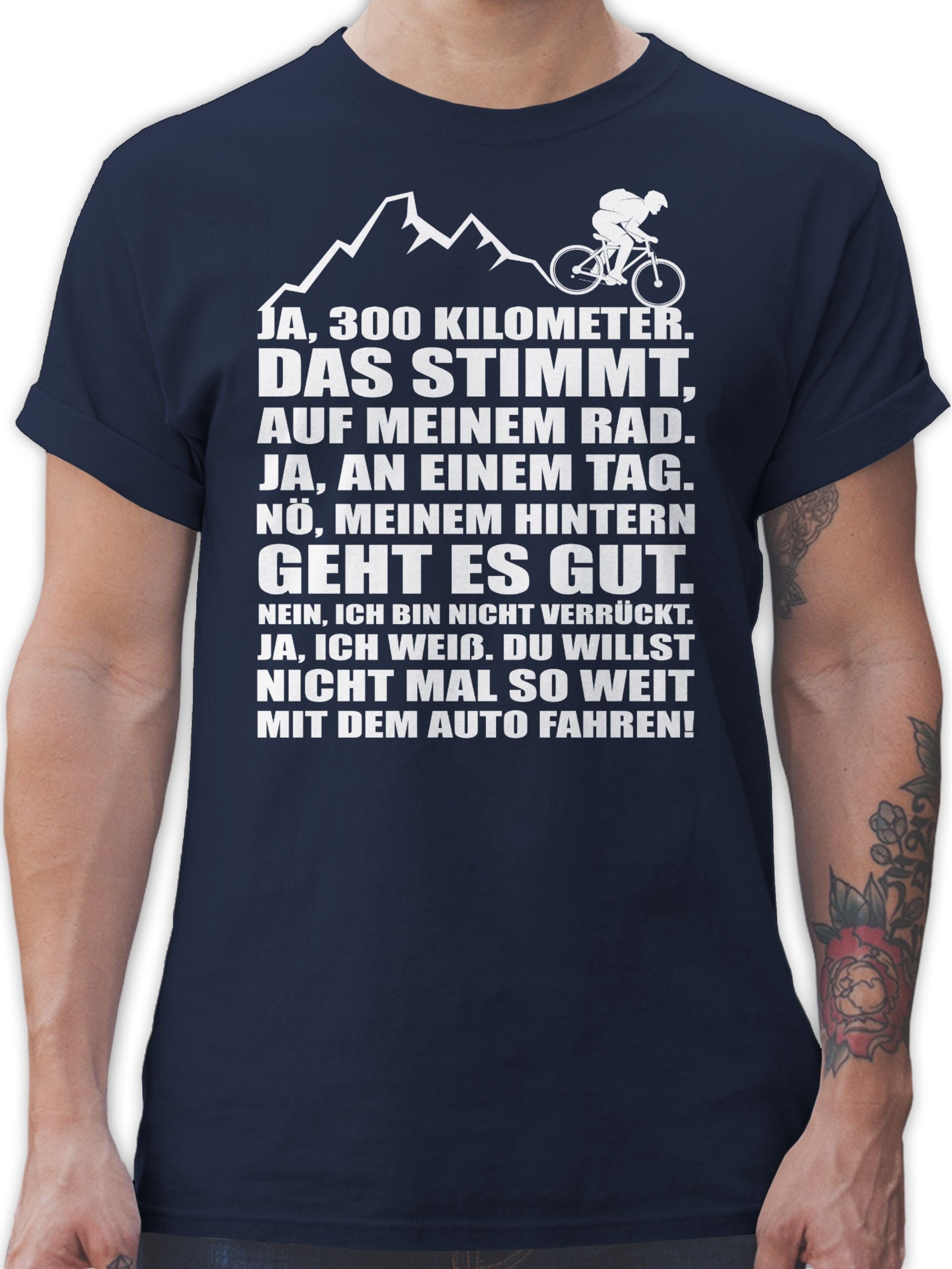 Shirtracer T-Shirt 300 Kilometer mit dem Rad Fahrrad Bekleidung Radsport