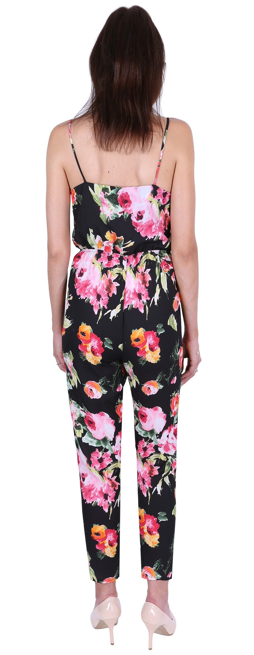 Sarcia.eu Overall John Zack Schwarzer Overall, Frauenkostüm mit Rosen gemustert L