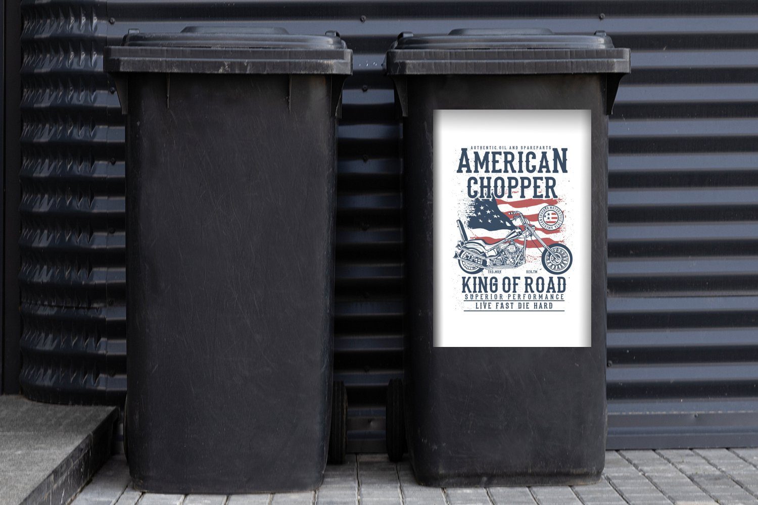 - Mülleimer-aufkleber, MuchoWow - Flagge - Sticker, Container, Mancave Mülltonne, Wandsticker (1 St), Abfalbehälter Vintage Motor