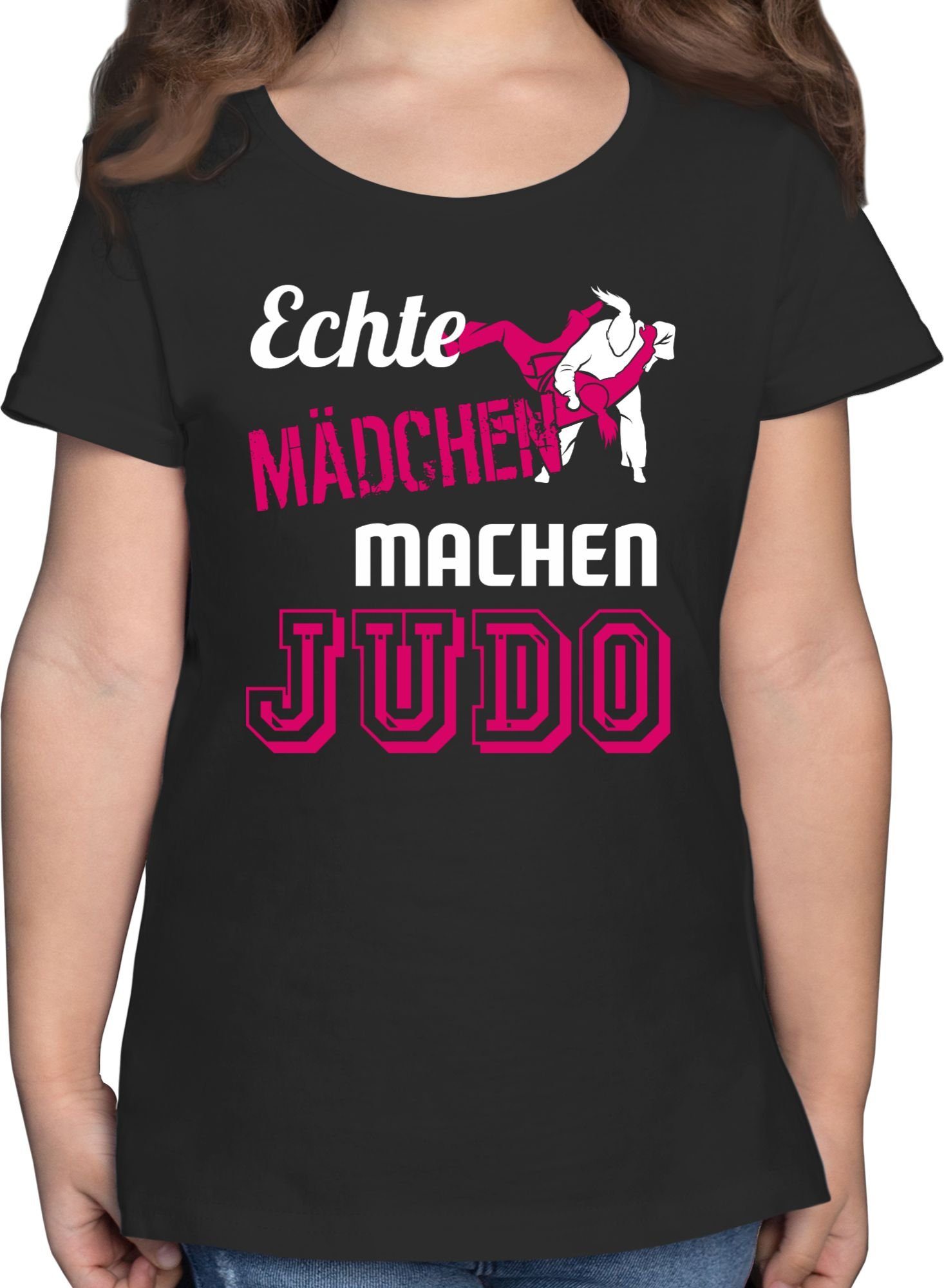Shirtracer T-Shirt Echte Mädchen machen Judo Kinder Sport Kleidung 1 Schwarz