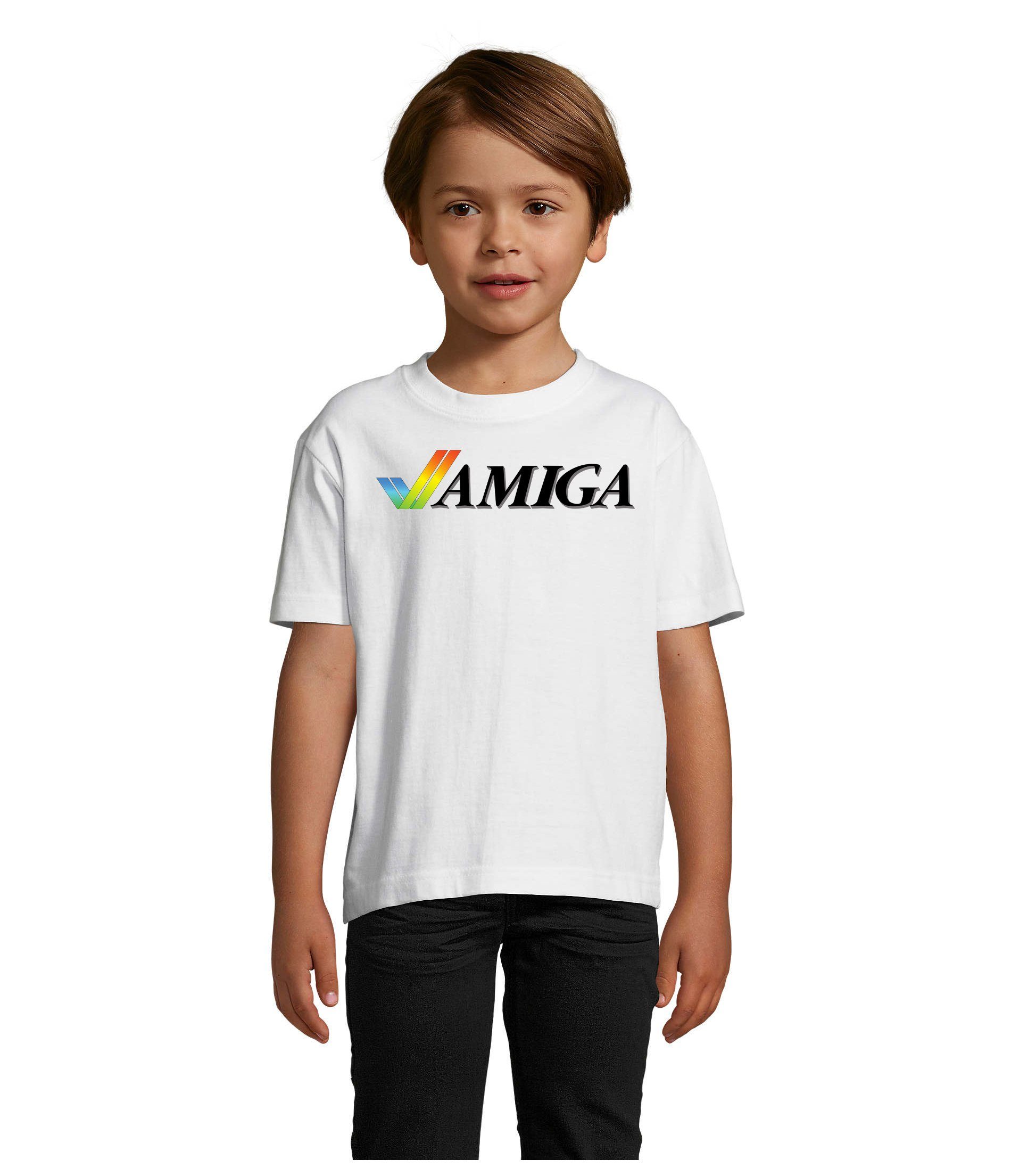 Blondie & Brownie Amiga T-Shirt Mädchen Kinder Commodore Nintendo Jungen Spiele Atari Weiss Konsole &