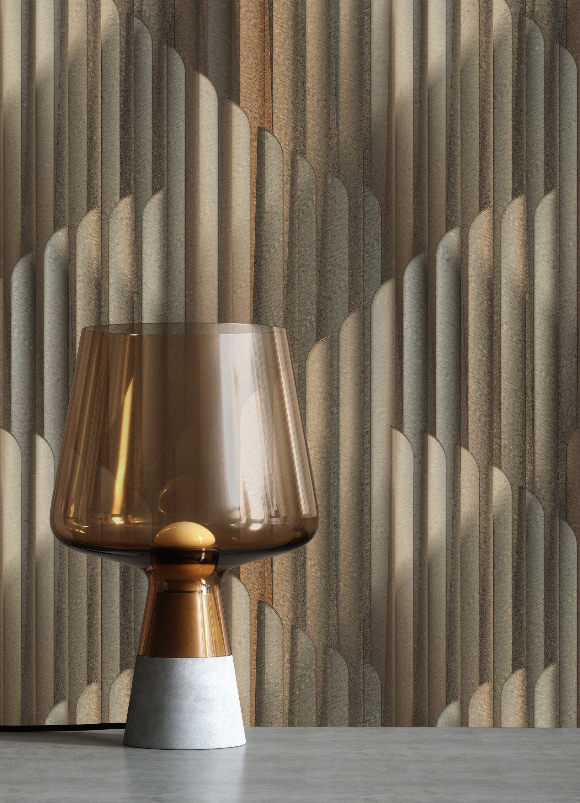 Newroom Vliestapete Morici Schwarz Tapete Mustertapete Grafik, Streifen, Leicht glänzend, strukturiert, Retro