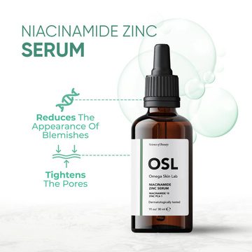 OSL Omega Skin Lab Gesichtsserum OSL Niacinamid-Zink-Serum (10 % Niacinamid, 1 % Zink) – 30 ml Gesichts