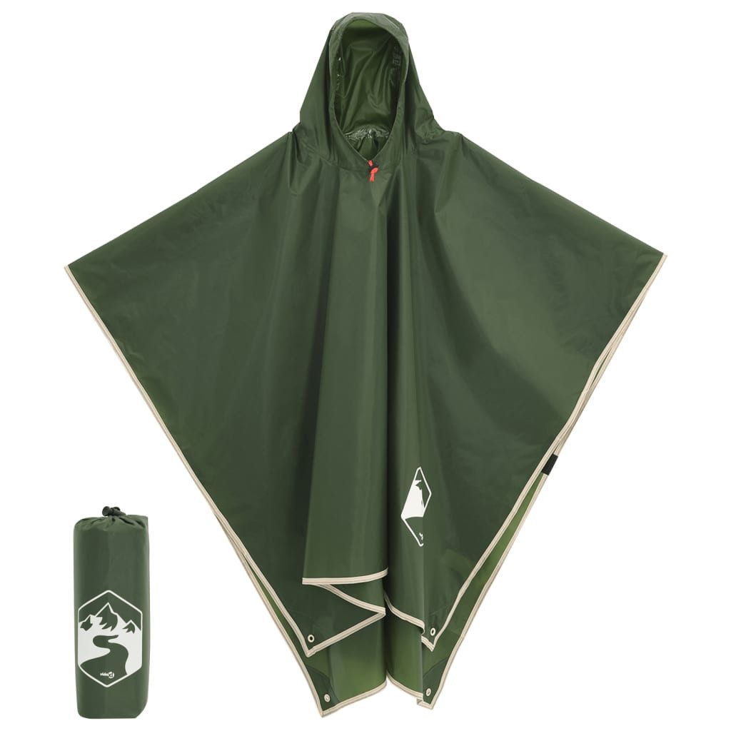 vidaXL Wassertank Regenponcho mit Kapuze 2-in-1-Design Grün 223x145 cm