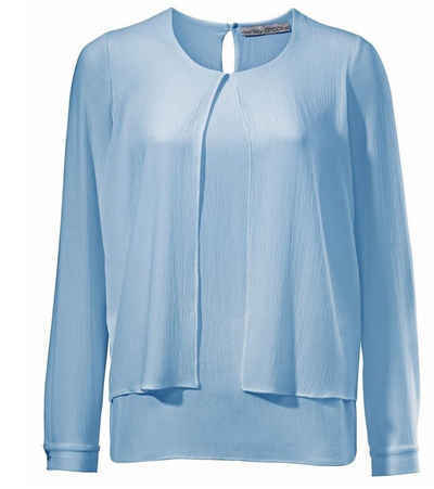 ashley brooke Bluse Kurzarm-Shirt schlichte Damen Sommer-Bluse mit Volants Weiß