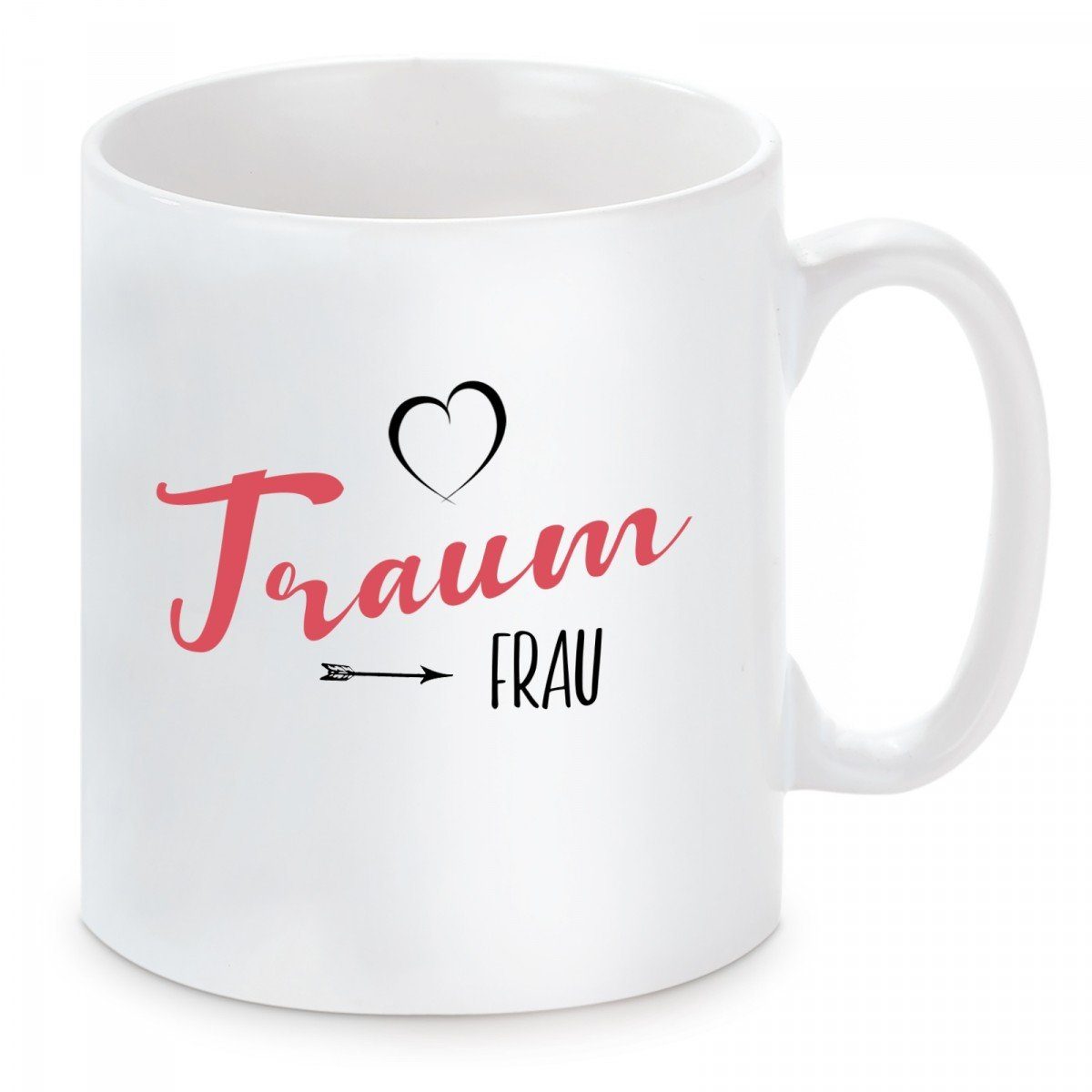 Herzbotschaft Tasse Kaffeebecher mit Motiv Traumfrau, Keramik, Kaffeetasse spülmaschinenfest und mikrowellengeeignet