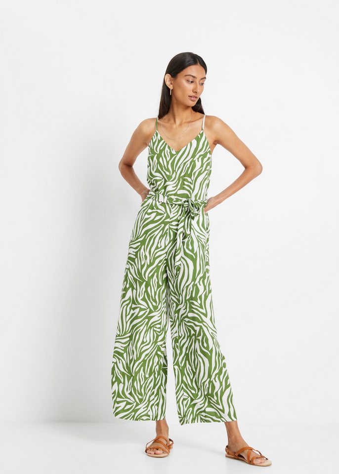 bonprix Jumpsuit mit modischem Druck, aus Viskose, figurumspielende Passform