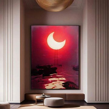 DOTCOMCANVAS® Leinwandbild A New Light, Leinwandbild rot Sonnenfinsternis Landschaft AI KI generiert Wandbild