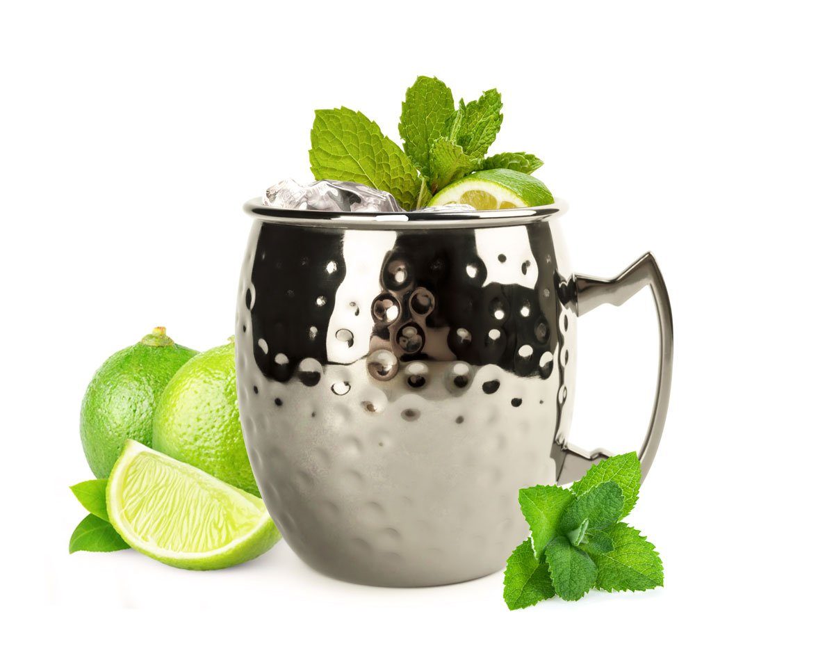 Sendez Cocktailglas 2 x Schwarze Moscow Mule Becher 500 ml Moskau Mule Cocktailkrug