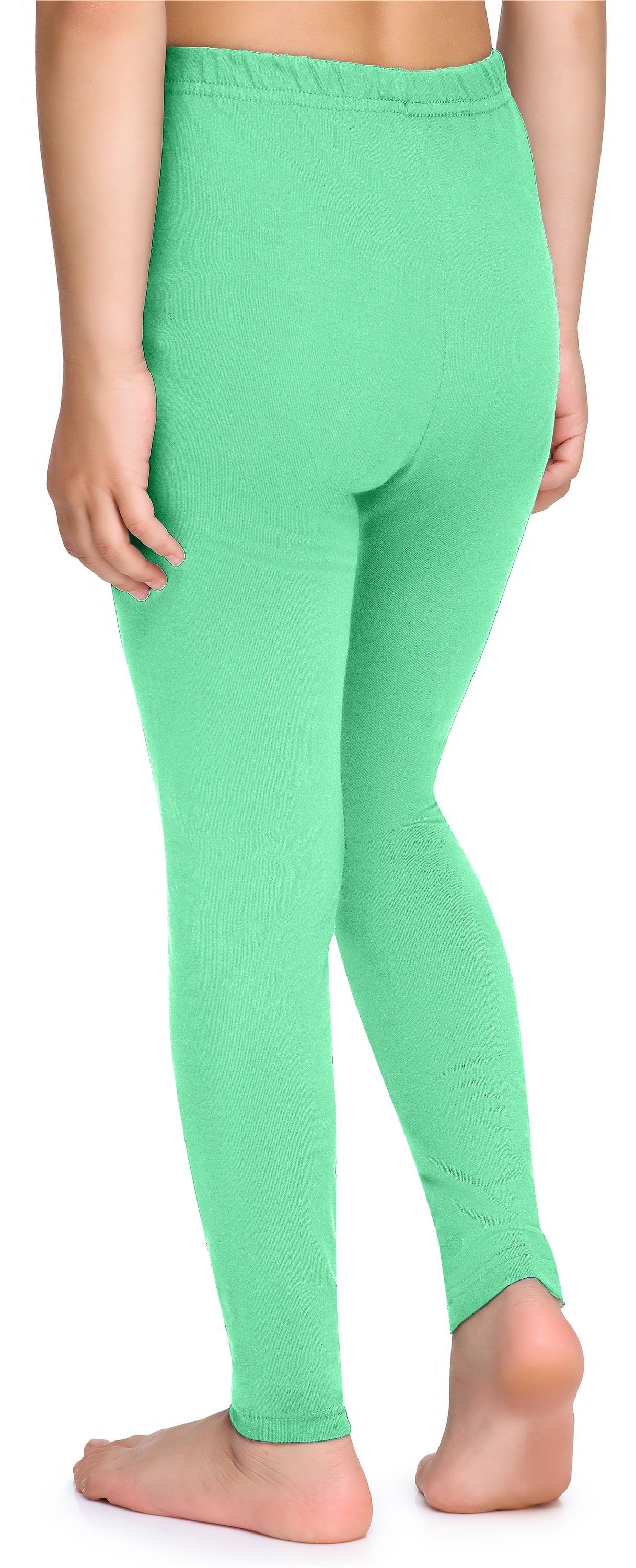 elastischer Mädchen Lange aus Minze (1-tlg) Style MS10-225 Bund Baumwolle Leggings Leggings Merry