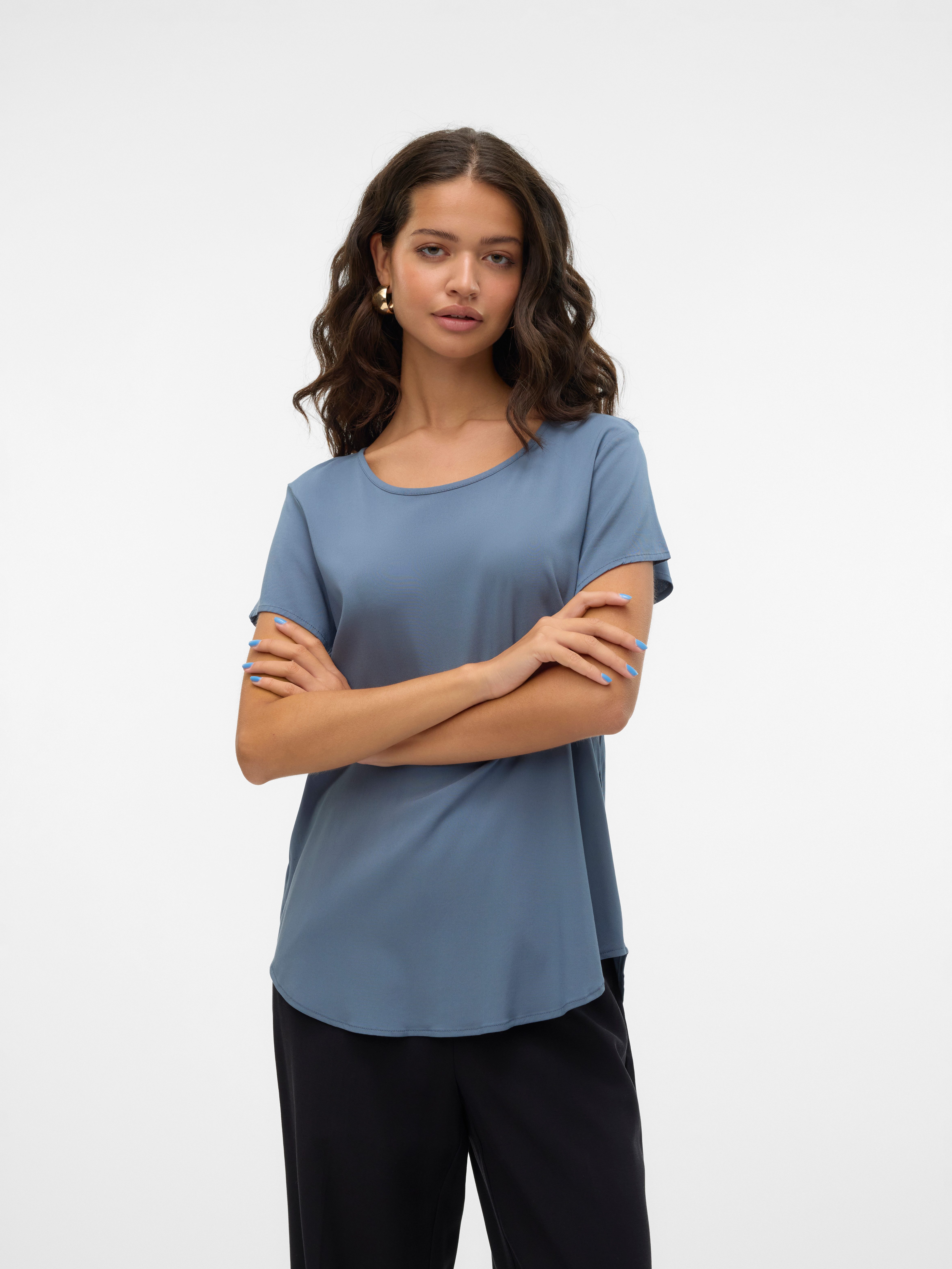 Vero Moda Blusenshirt VMBELLA SS TOP WVN GA NOOS Viskosemischung, abgerunde günstig online kaufen