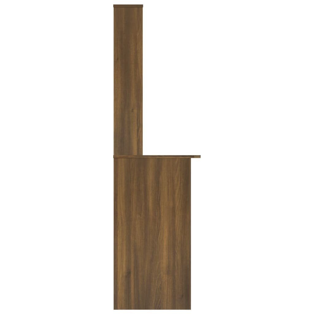 furnicato Schreibtisch mit Eiche cm Holzwerkstoff Braun 110x45x157 Regal
