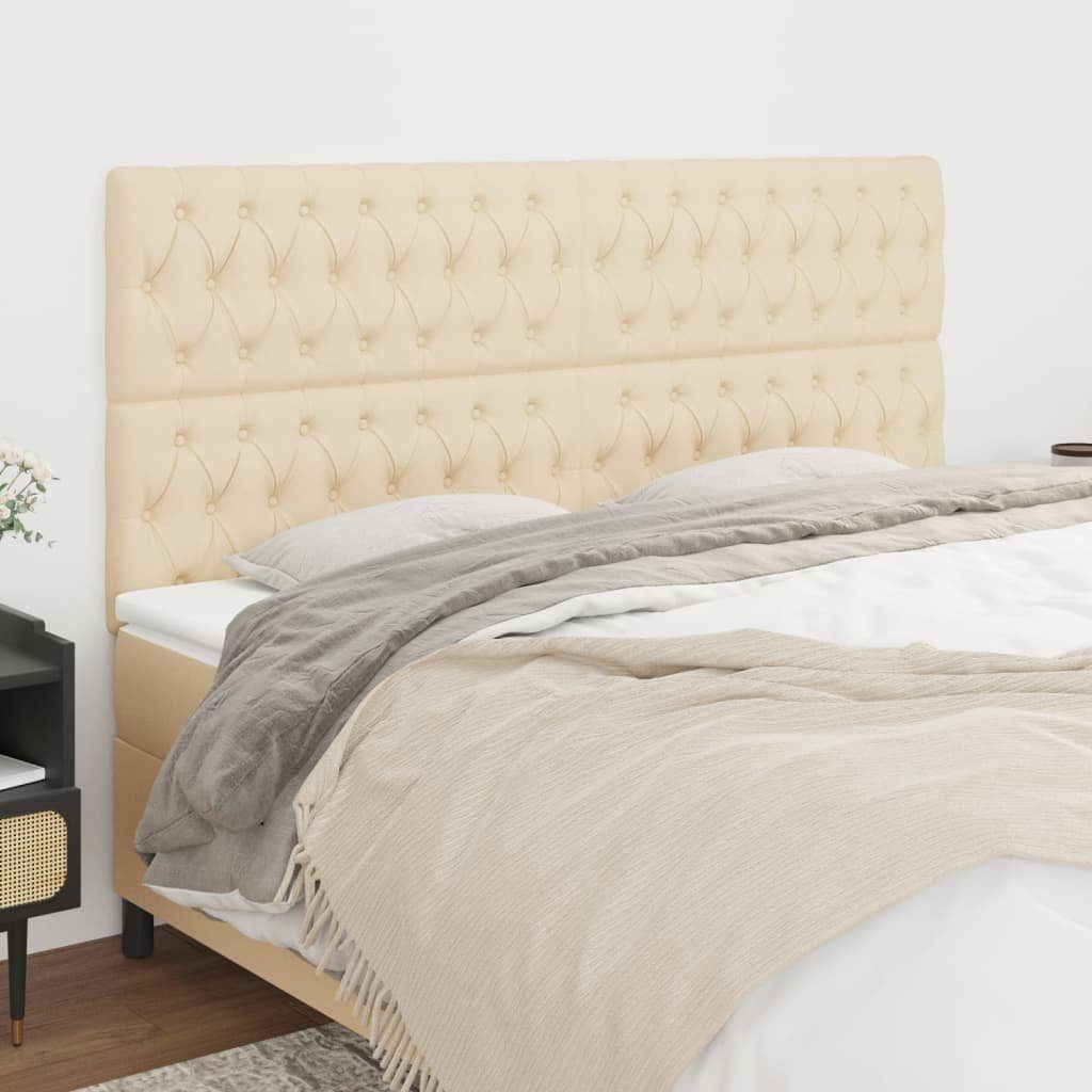 vidaXL Bett Kopfteil Creme 180x7x118/128 cm Stoff (1-tlg)
