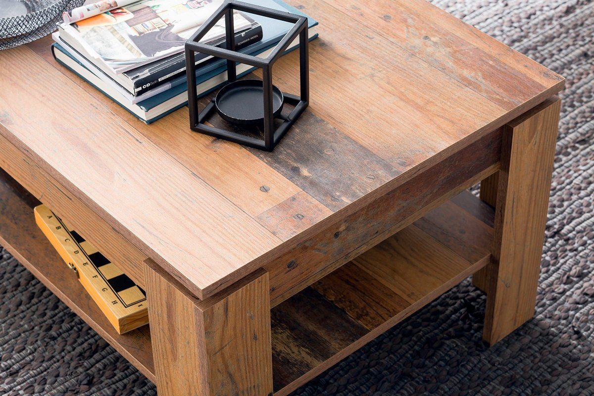 trendteam Couchtisch Couchtisch Wohnzimmertisch, Old Used Wood (no-Set), Breite 110 cm,Tischplatte aus Holzwerkstoff