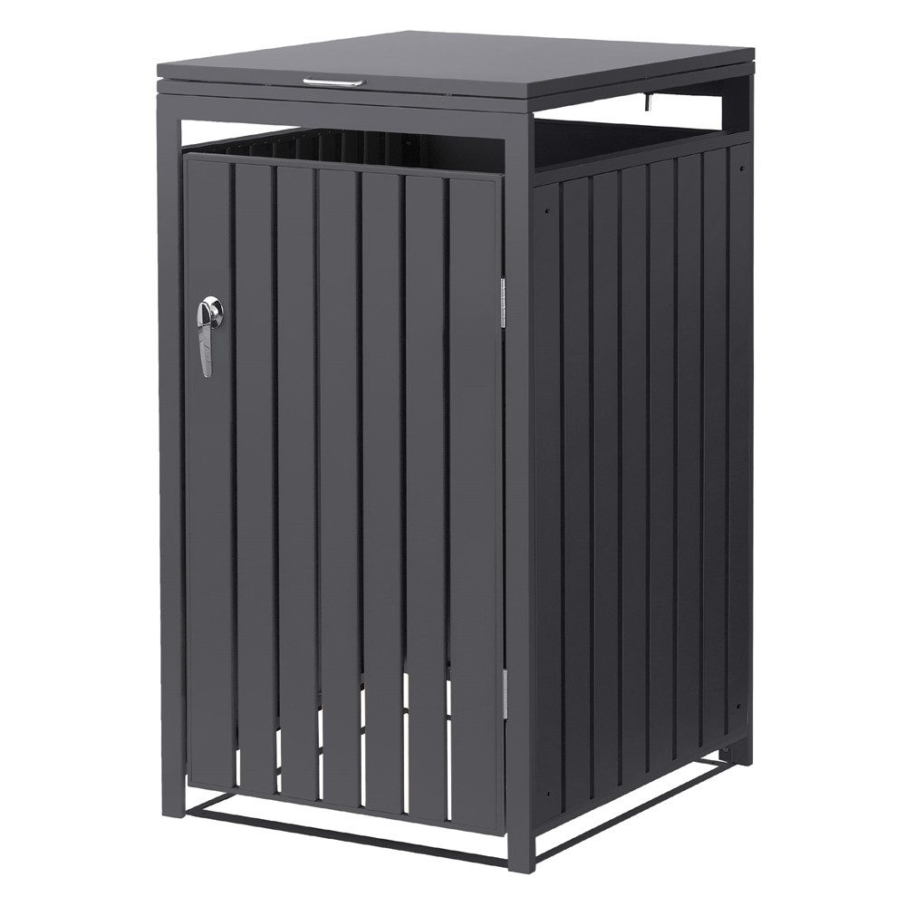 ML-DESIGN Mülltonnenbox Müllbox aus Stahl wetterfeste Mülltonnen Verkleidung Mülltonnengarage, Mülltonnencontainer mit Klappdeckel/Tür für 1 Tonne 120 oder 240 Liter