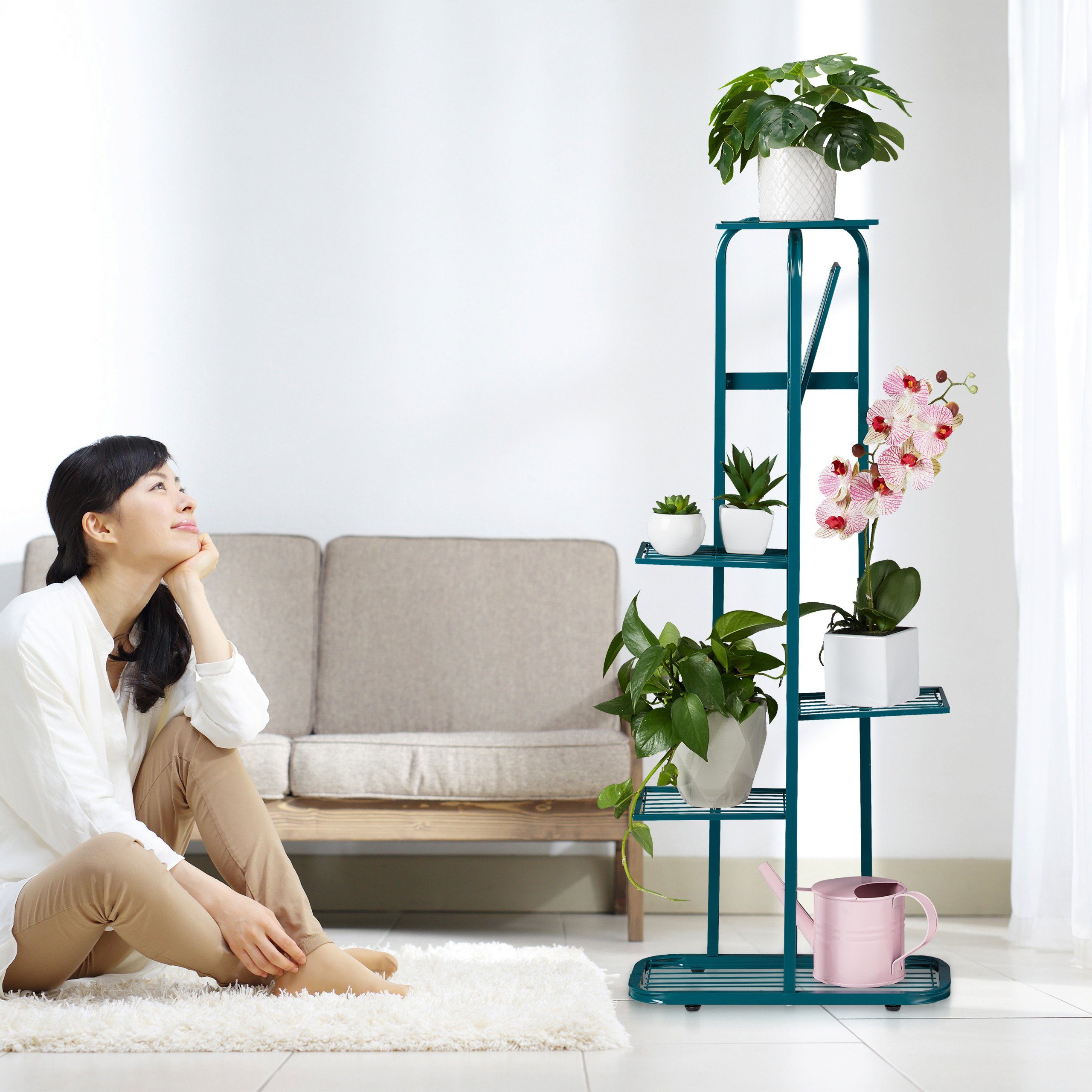 relaxdays Blumenständer Metall Blumentreppe 6 Etagen, günstig online kaufen