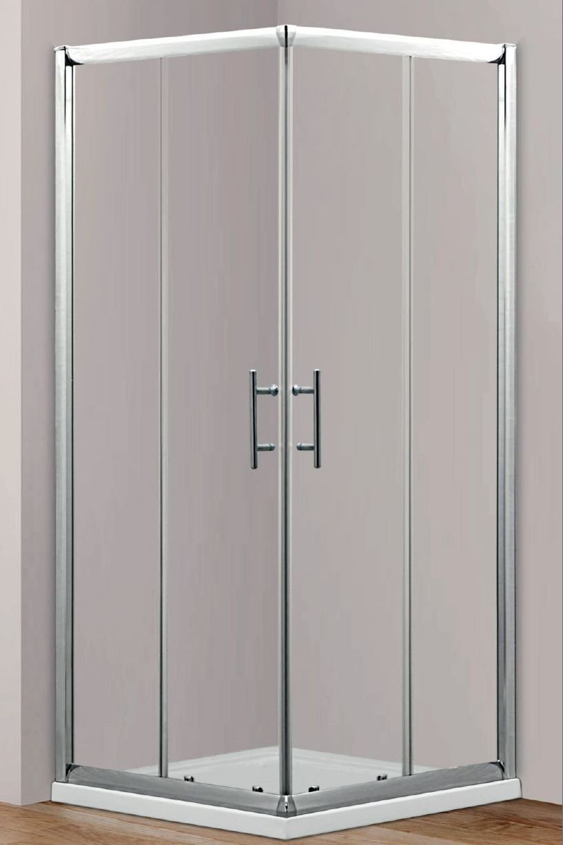 Dream Eckdusche 140x80cm Mit Schiebetür & Fester Seitenwand Rechts - Aus Sicherheitsglas & Verchromtem Aluminium