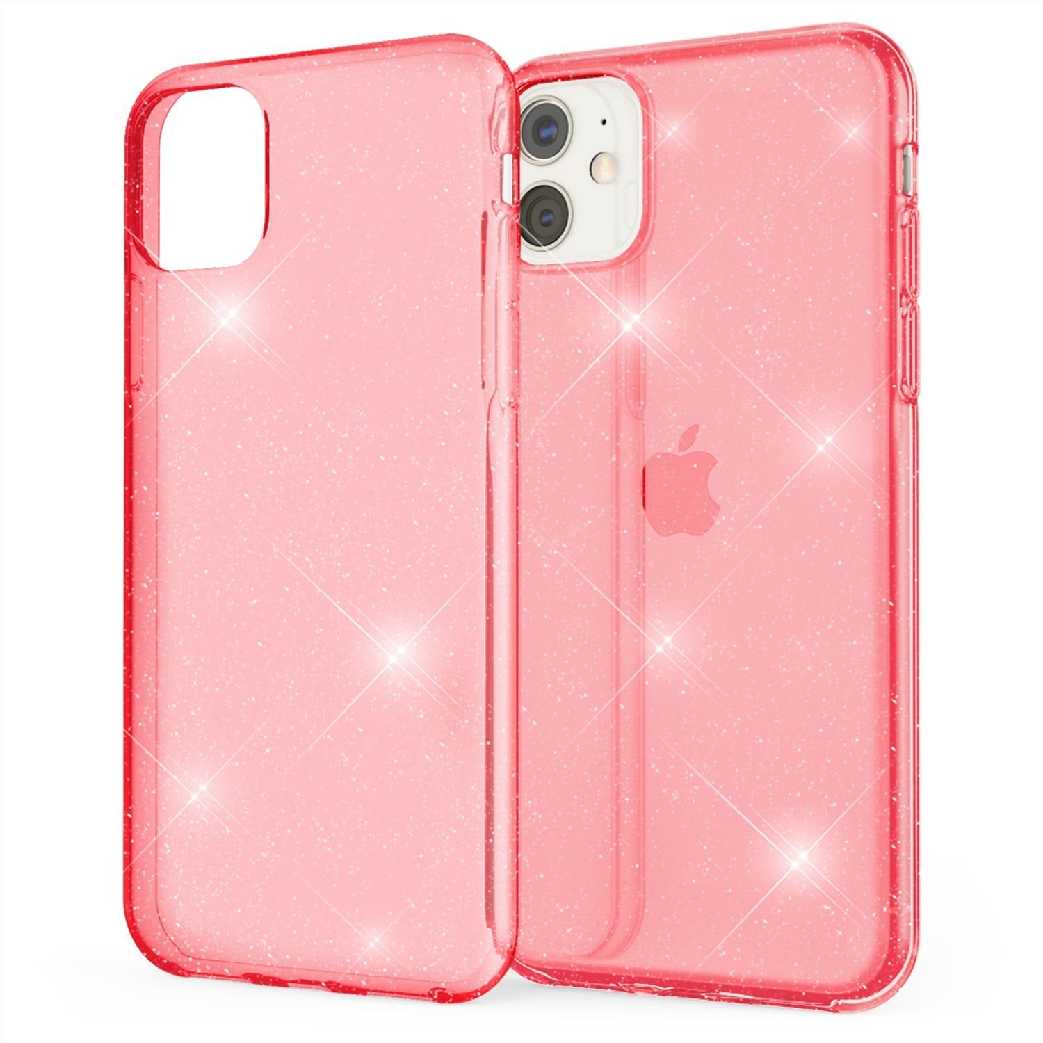 Nalia Smartphone-Hülle Apple iPhone 11, Klare Glitzer Hülle / Silikon Transparent / Glitter Cover / Bling Case