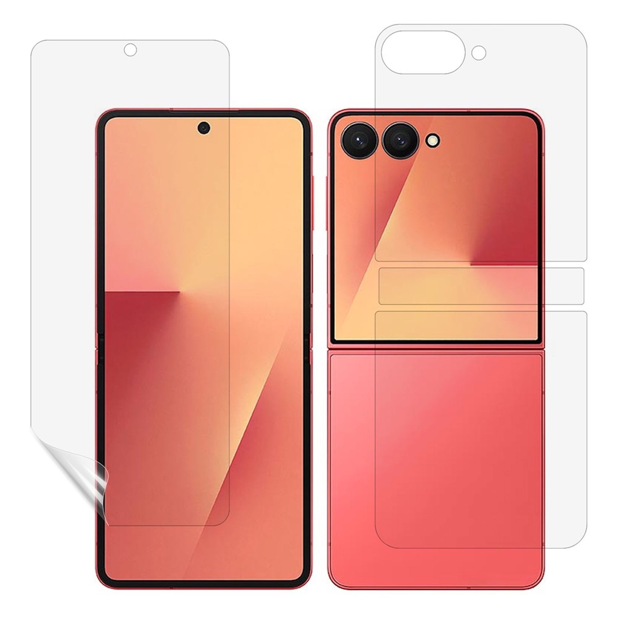 Wigento Displayschutzfolie 2 in 1 Hydrogel für Samsung Galaxy Z Flip8 / 7 5G Full Cover Set für Samsung Galaxy Z Flip8 / 7 5G, Full Cover, Scharnier Schutz, Schutzfolien Set