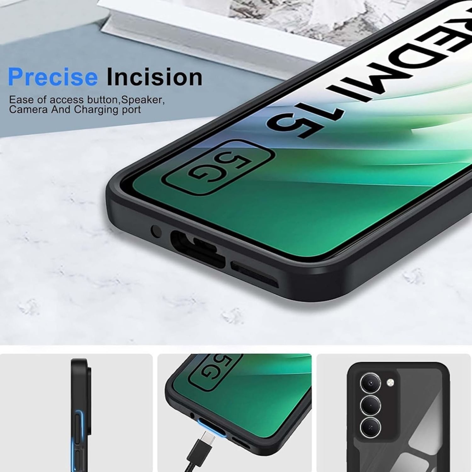 Wigento Handyhülle Für Xiaomi Redmi 15 5G / 4G Full Body 360 Acryl Hybrid TPU Hülle Rot, 360 Grad Schutz, stoßdämpfend, robust