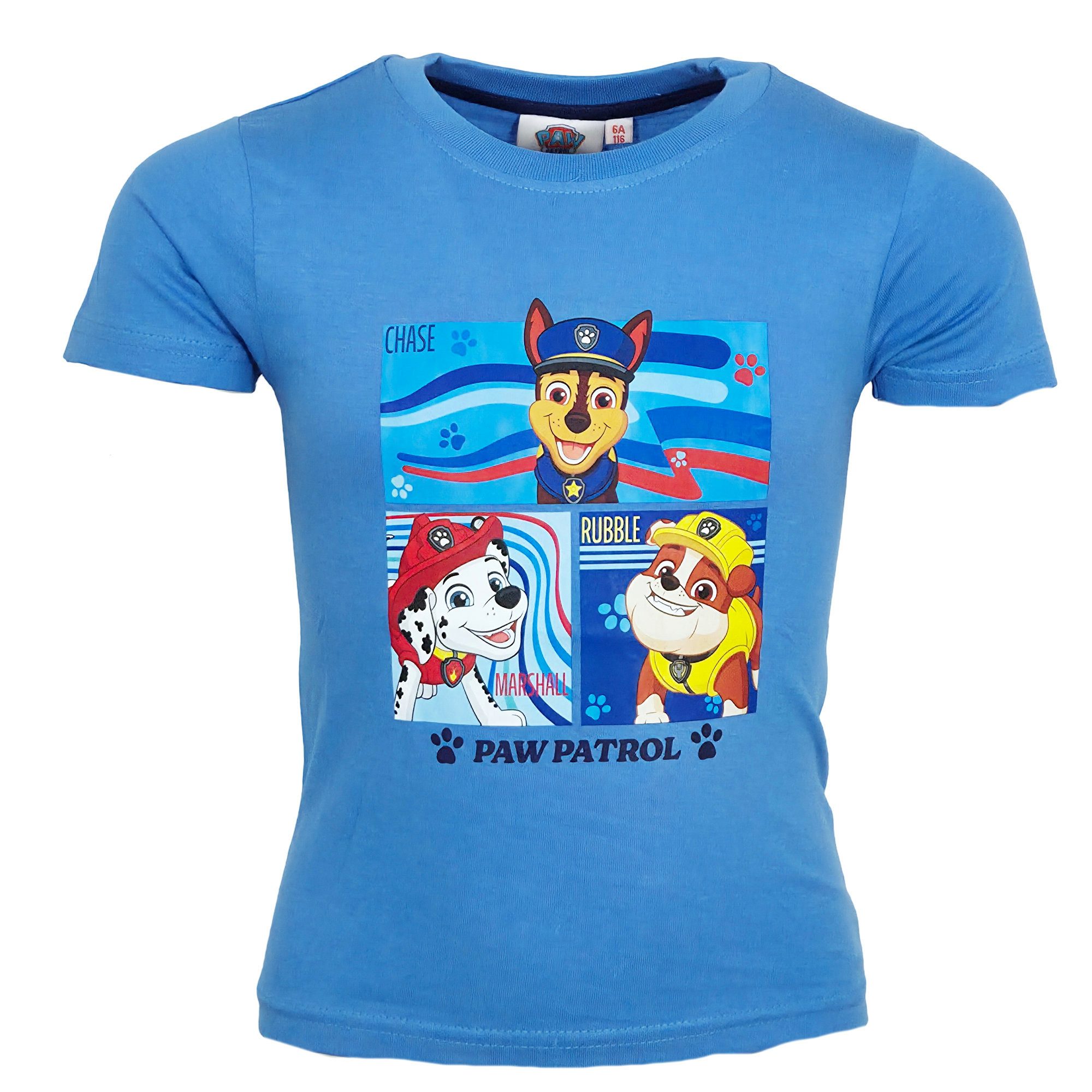 PAW PATROL Print-Shirt Paw Patrol Chase Kinder Jungen T-Shirt kurzarm Shirt 100% Baumwolle, Gr. 92 bis 116