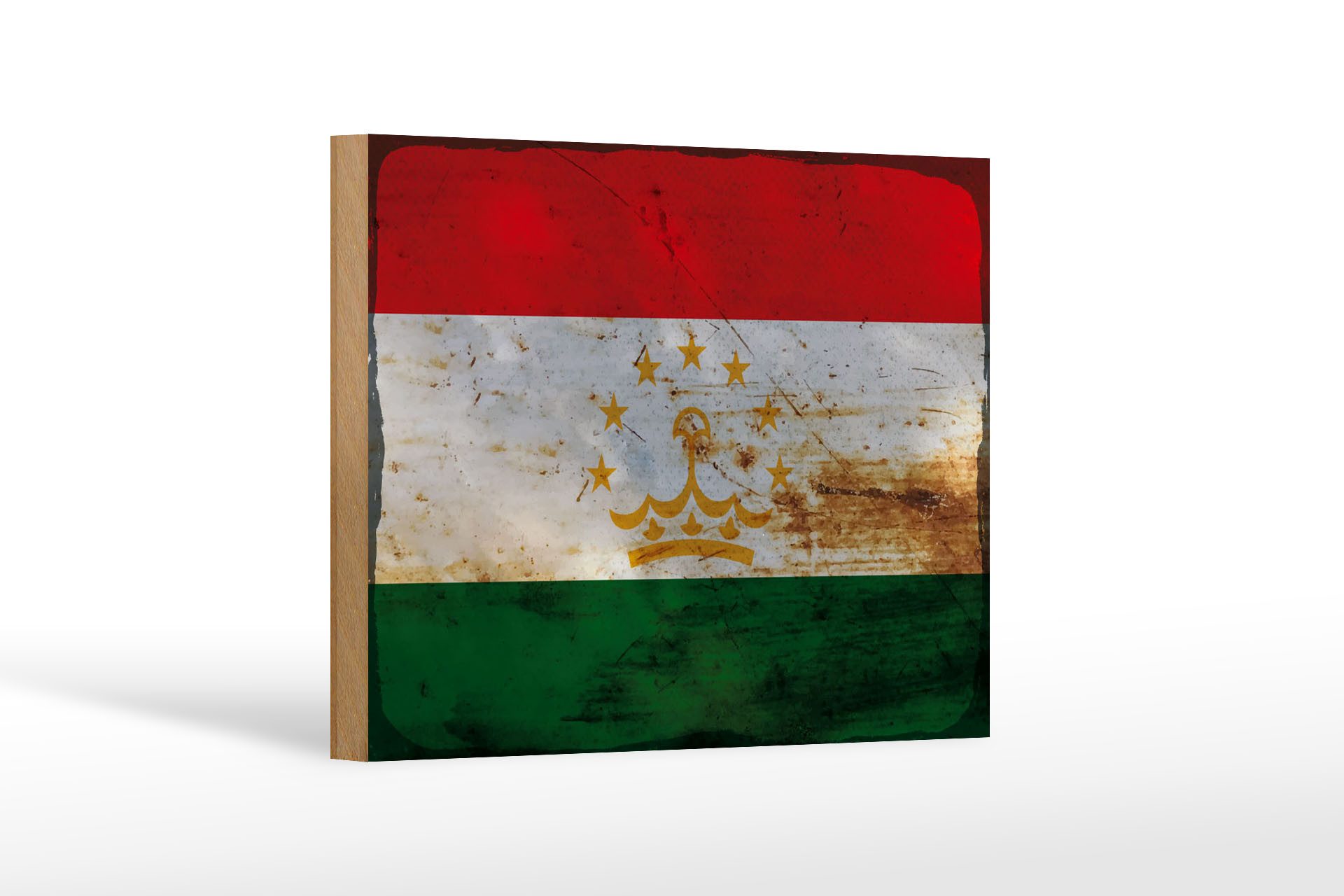 Femer GmbH Holzbild Flagge Tadschikistan 18x12 cm Tajikistan Rost, Flaggen (1 St), Glatte Holzfaserplatte (MDF), vorn beschichtet