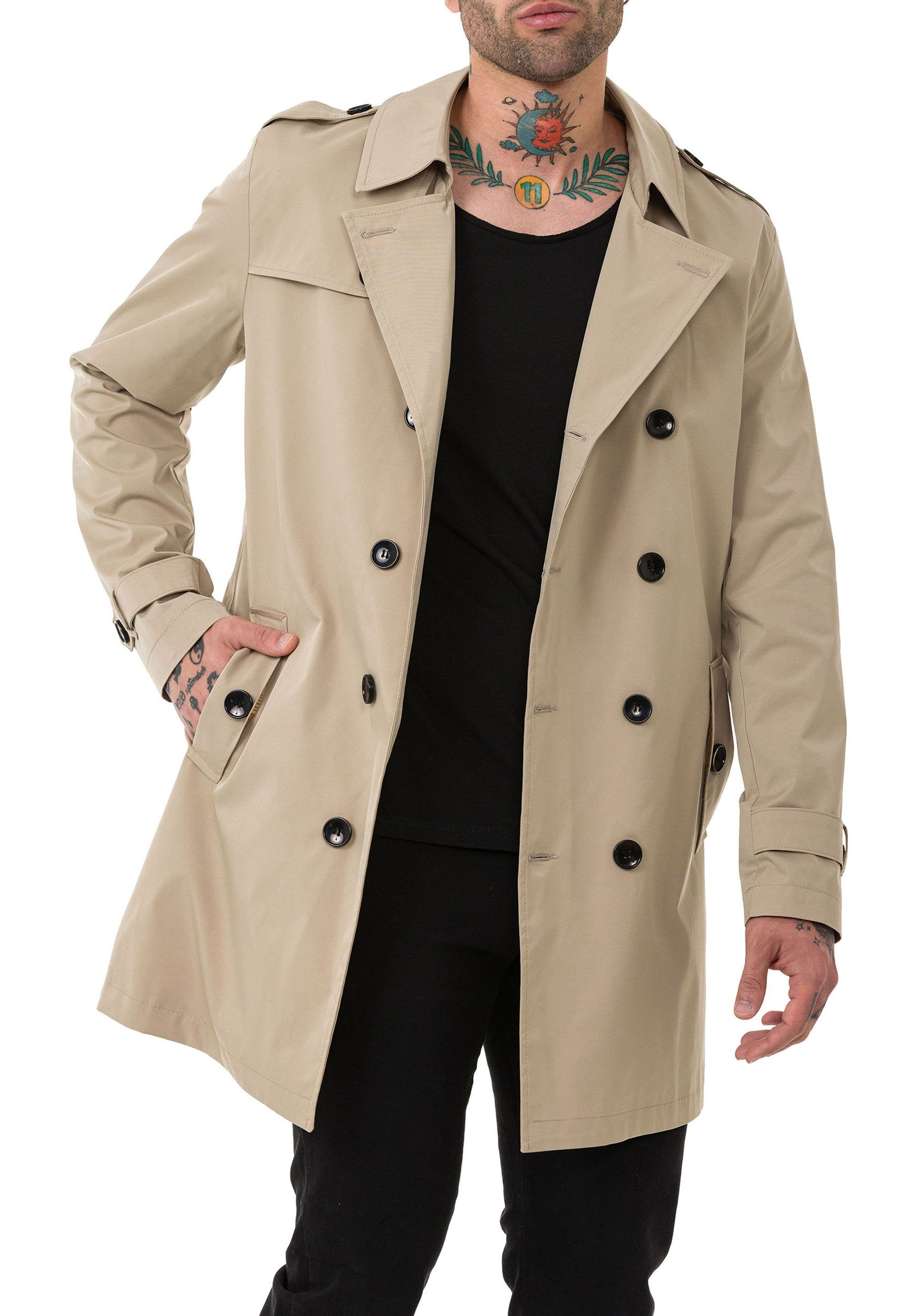 RedBridge Trenchcoat Red Bridge Herren Jacke Qualität Trenchcoat Mantel Beige Premium