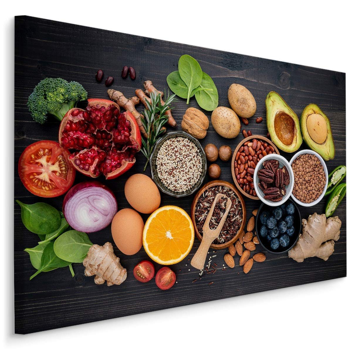 Muralo Leinwandbild Abstrakt – Leinwandbild Wandbild Kunstdruck Wohnzimmer, Abstrakt (1 St), Essen – Gemüse – Tomaten, 70 x 50 cm, aufhängefertig
