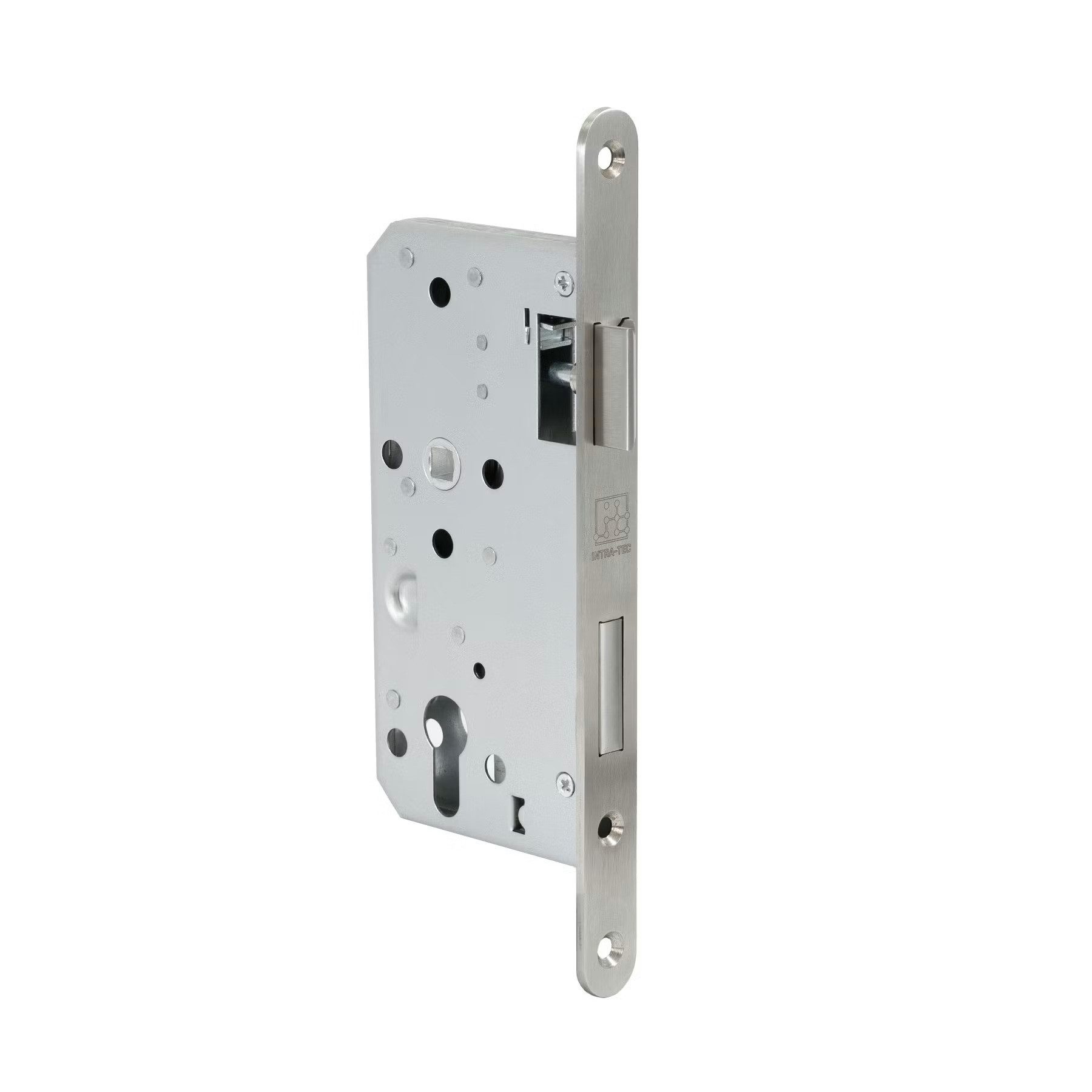 INTRA-TEC Einsteckschloss Zimmertürschloss für falz Türen »Einsteckschloss, Zimmertürschloss«, Dornmaß 55 mm, 1-tlg., Dorn 55mm, Entfernung 72mm, Stulp 20 × 235mm, DIN L/R, Edelstahl-Stulp
