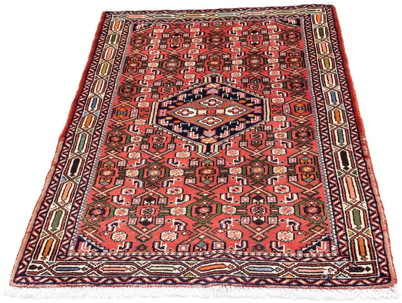 Wollteppich Hosseinabad Medaillon Rosso chiaro 125 x 80 cm, morgenland, rechteckig, Höhe: 10 mm, Handgeknüpft | Kurzflor-Teppiche